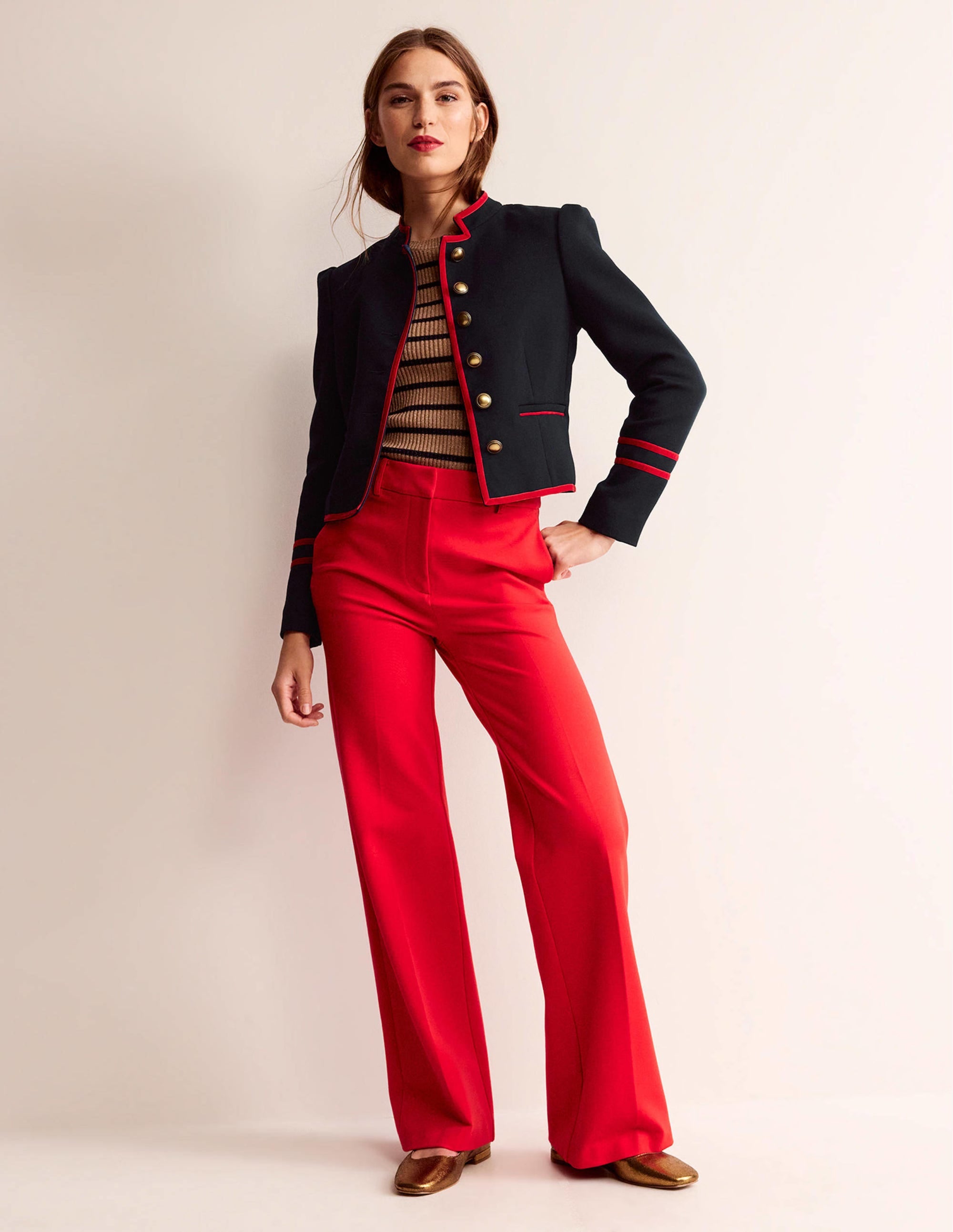 Veste Cambridge style militaire-Bleu marine foncé, détails rouge - Image 4