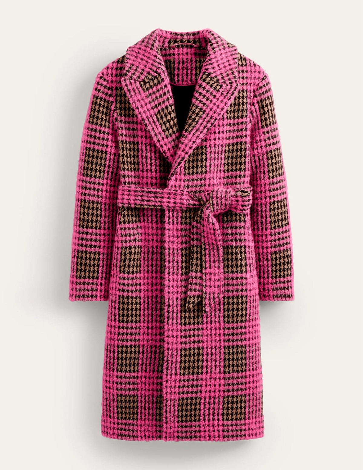 Manteau croisé en laine-Carreaux bouclé rose - Image 7