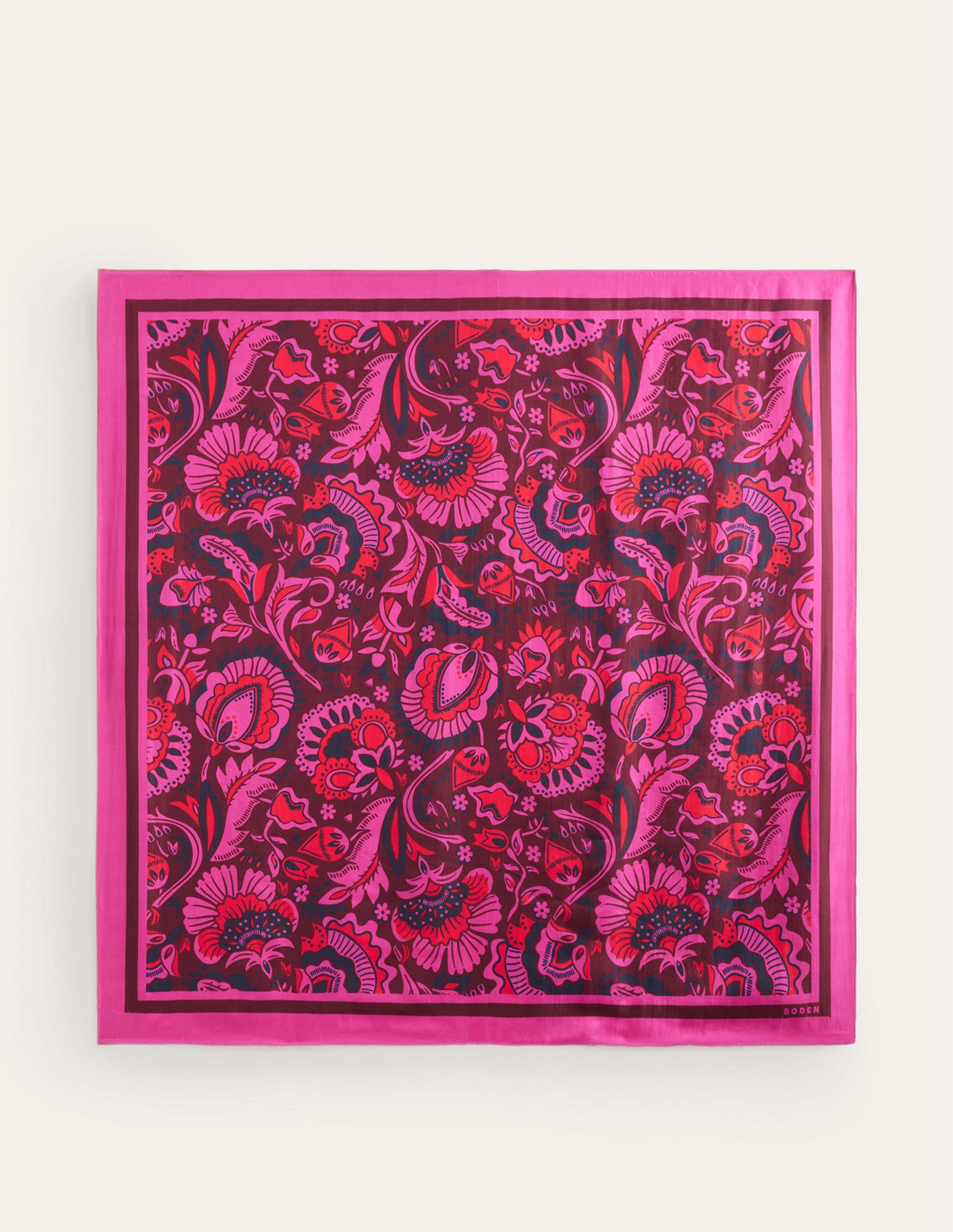 Großer, quadratischer Seidenschal-Burgunderrot, Blumenladen - Image 3