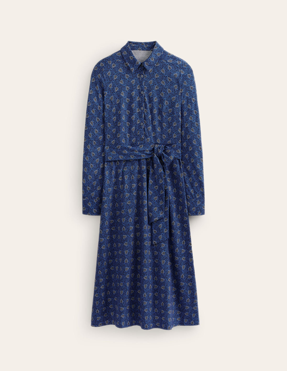 Robe-chemise midi Laura en jersey-Bleu azur, motif Celosia Bud - Image 5