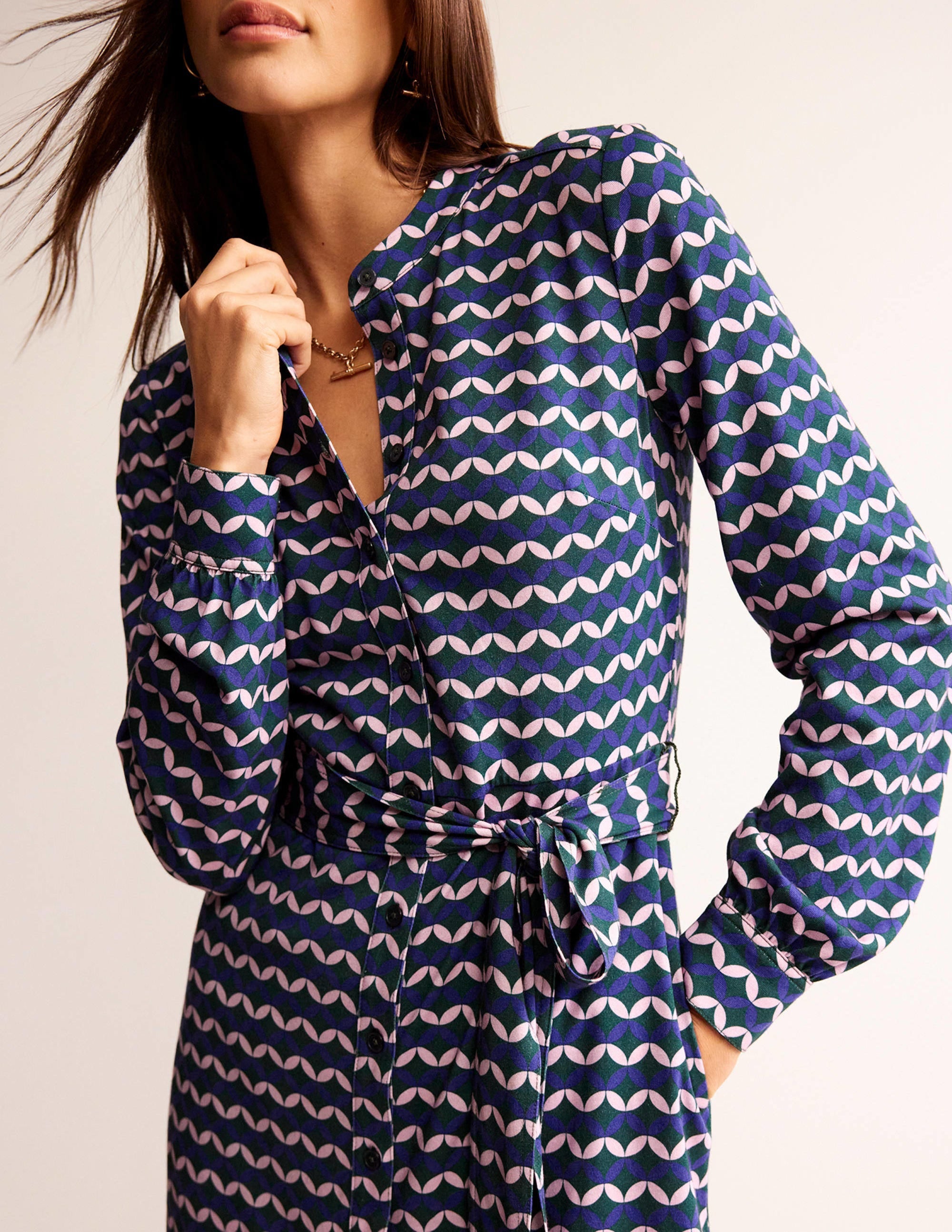 Robe-chemise Julia en jersey-Bleu connecté, motif Diamond Terrace - Image 2