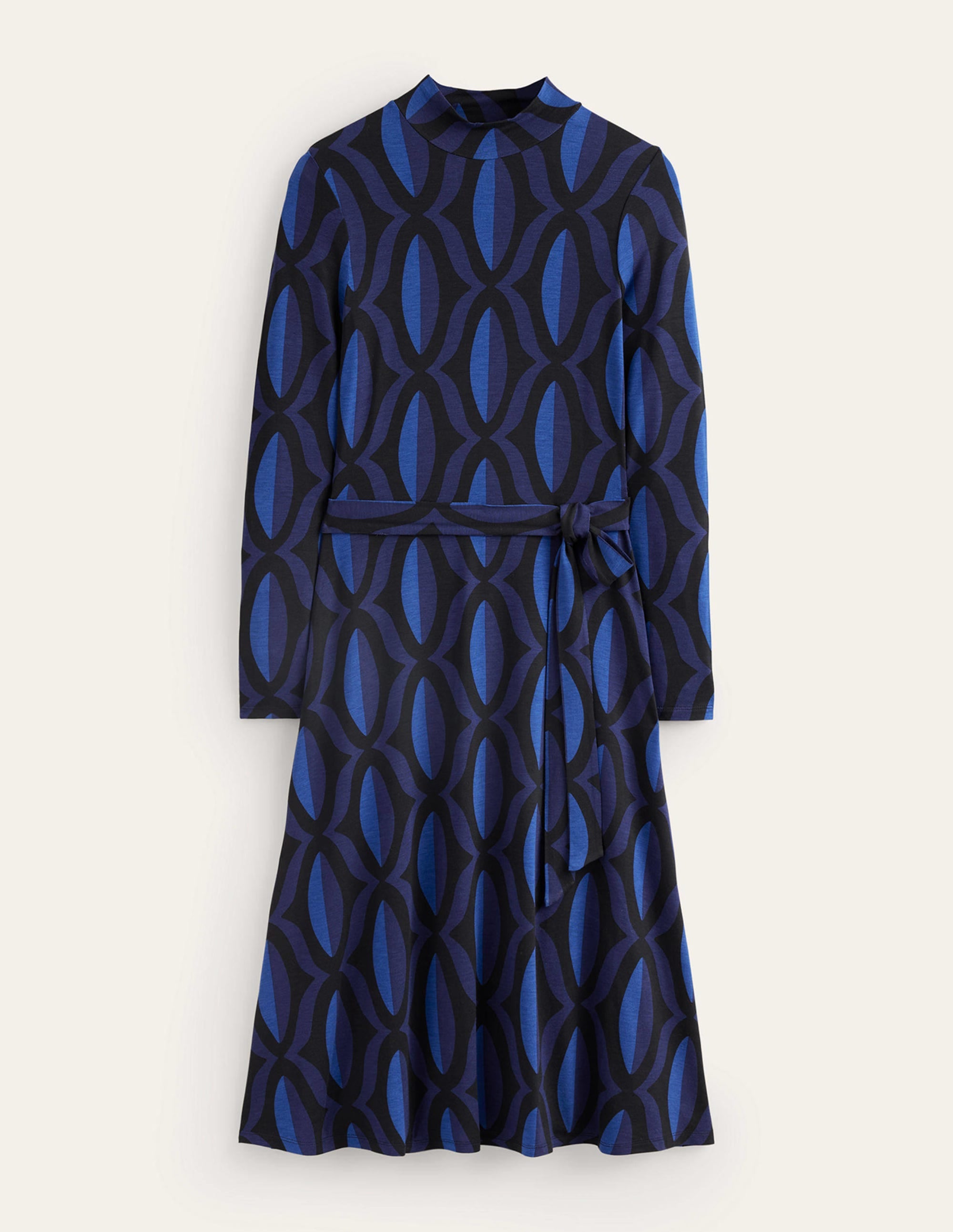 Robe midi Alberta en jersey-Bleu saphir, motif Geo Valley - Image 5