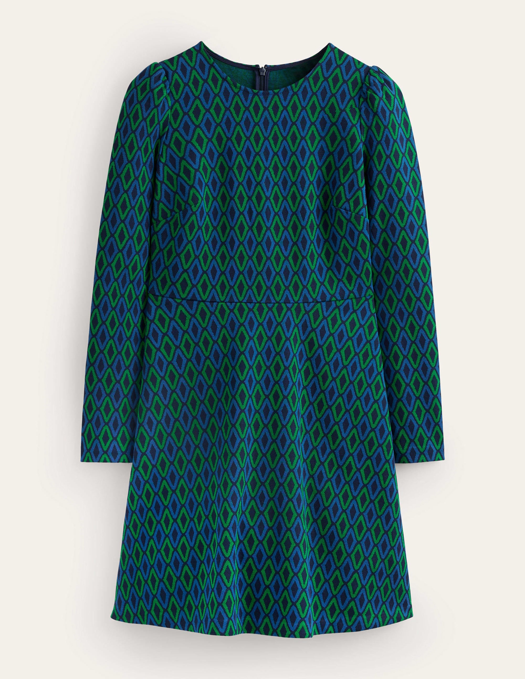 Jacquard A-Line Short Dress-Atlantic, Azure Jacquard - Image 6