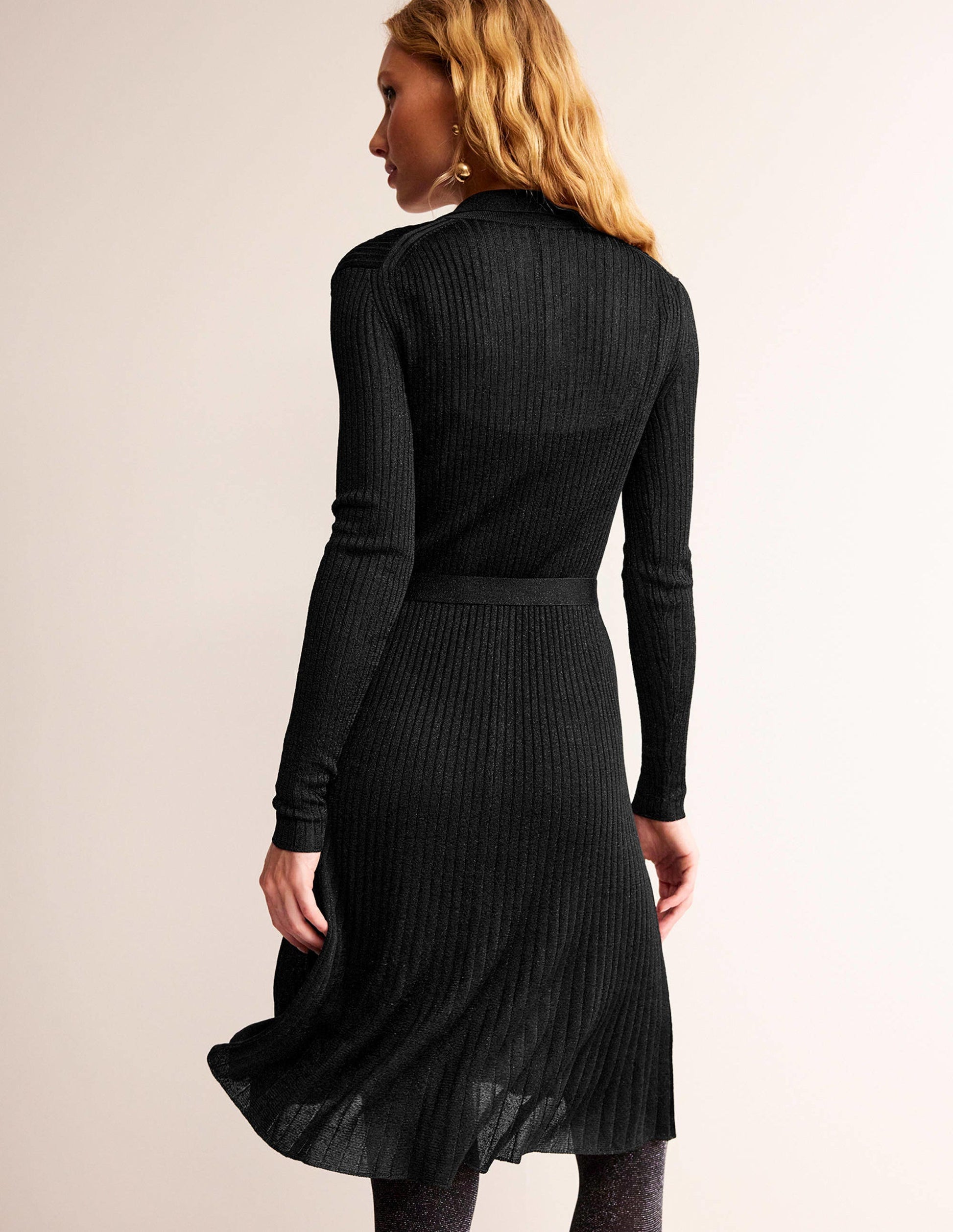 Faye Glitzerndes Strickkleid-Schwarz-3