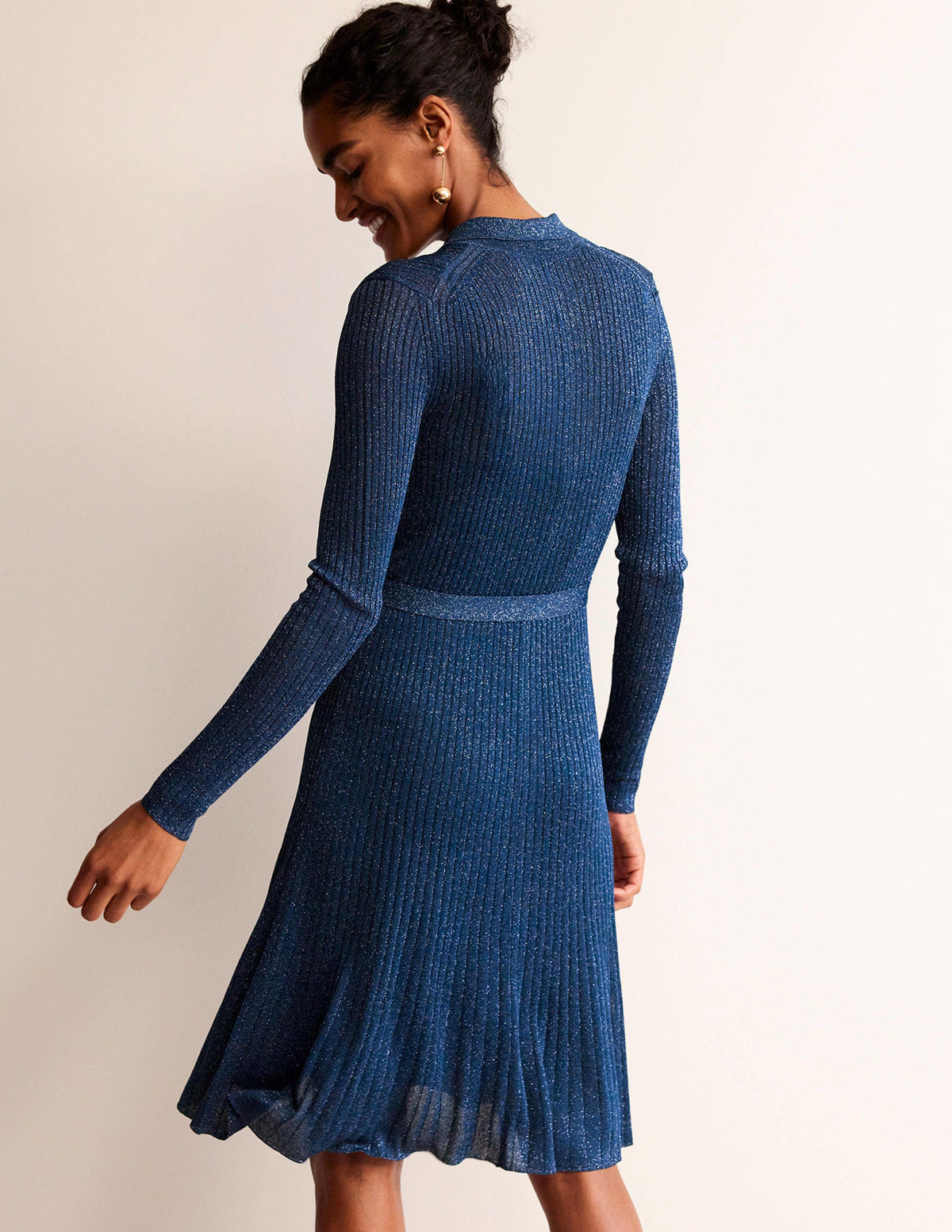 Faye Glitzerndes Strickkleid-Atlantikblau-3