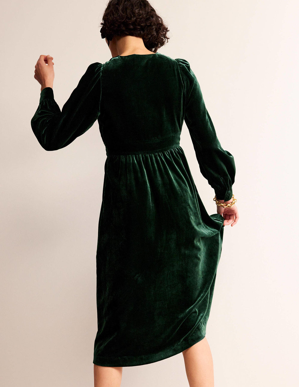Elise Edelstein-Midikleid aus Samt-Chatsworth-Grün - Image 3