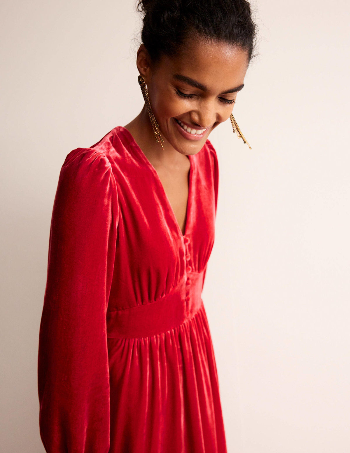 Elise Edelstein-Midikleid aus Samt-Rot - Image 1
