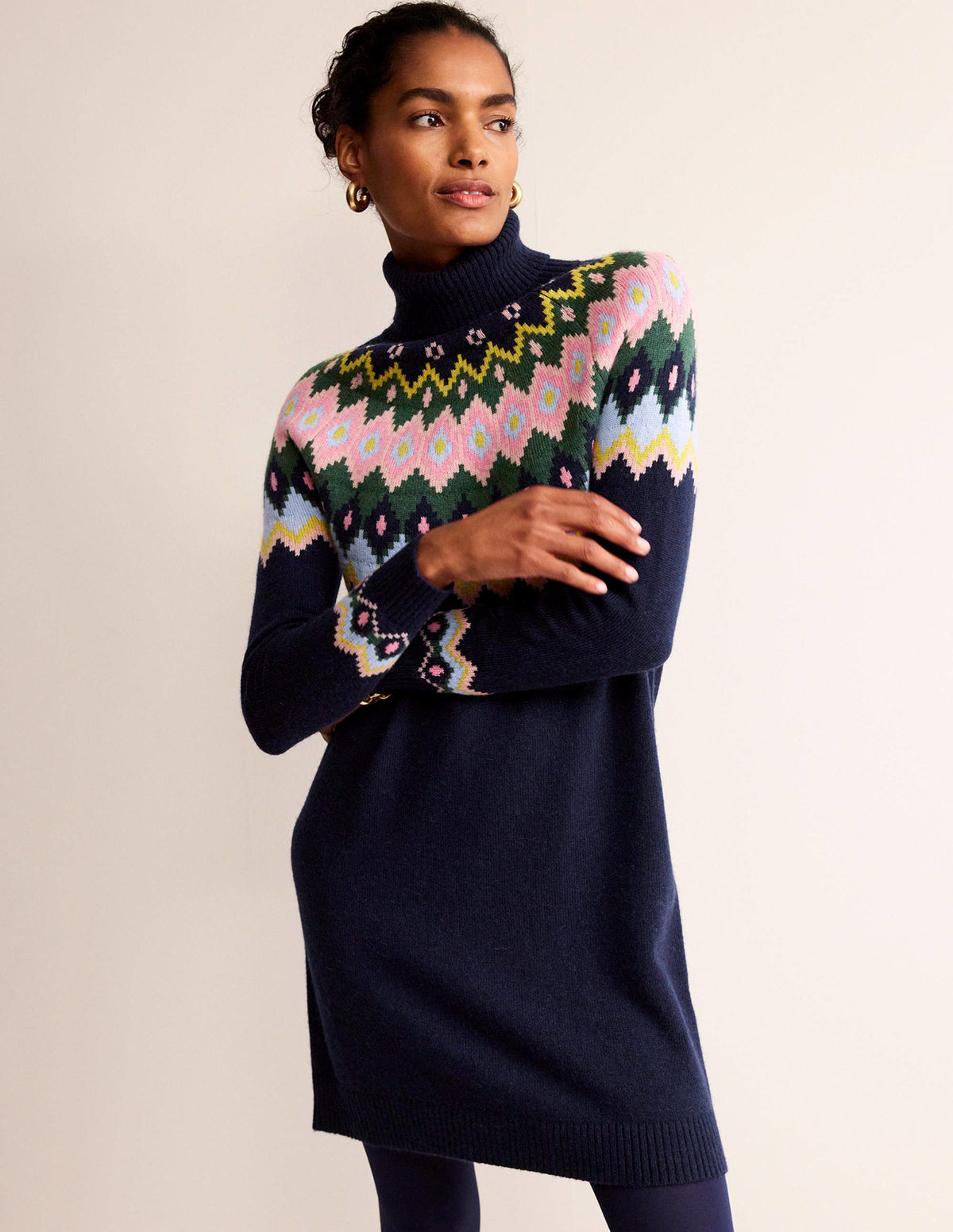 Edith Fair-Isle-Strickkleid-Marineblau - Image 2