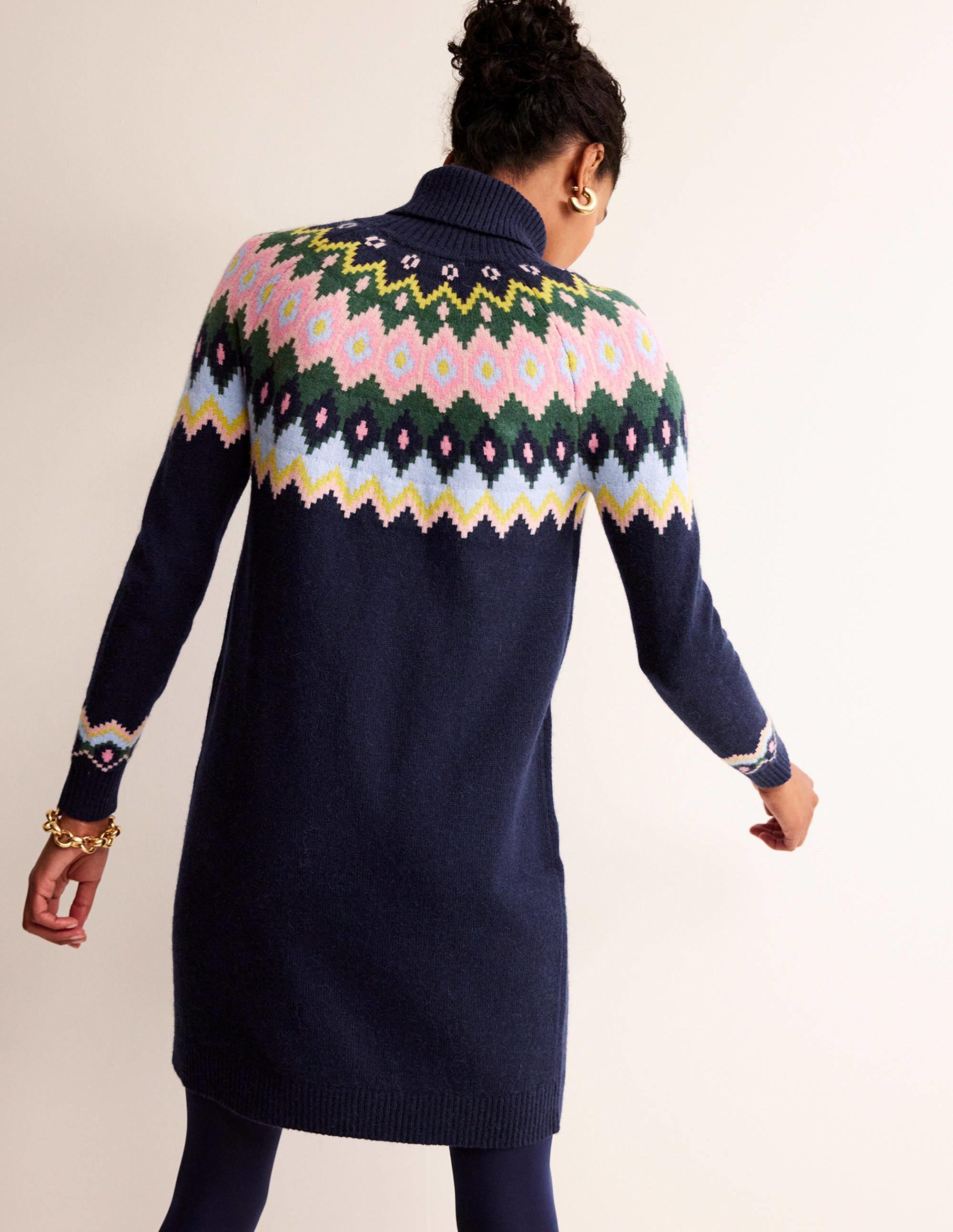 Edith Fair-Isle-Strickkleid-Marineblau - Image 4