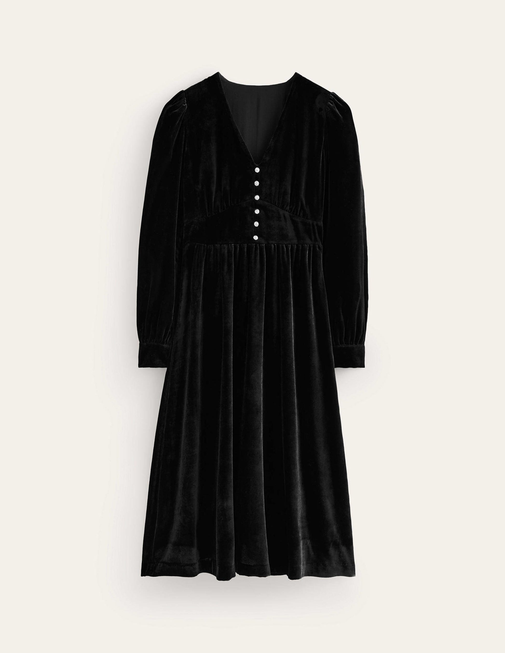 Robe midi Elise en velours ornementé-Noir-6