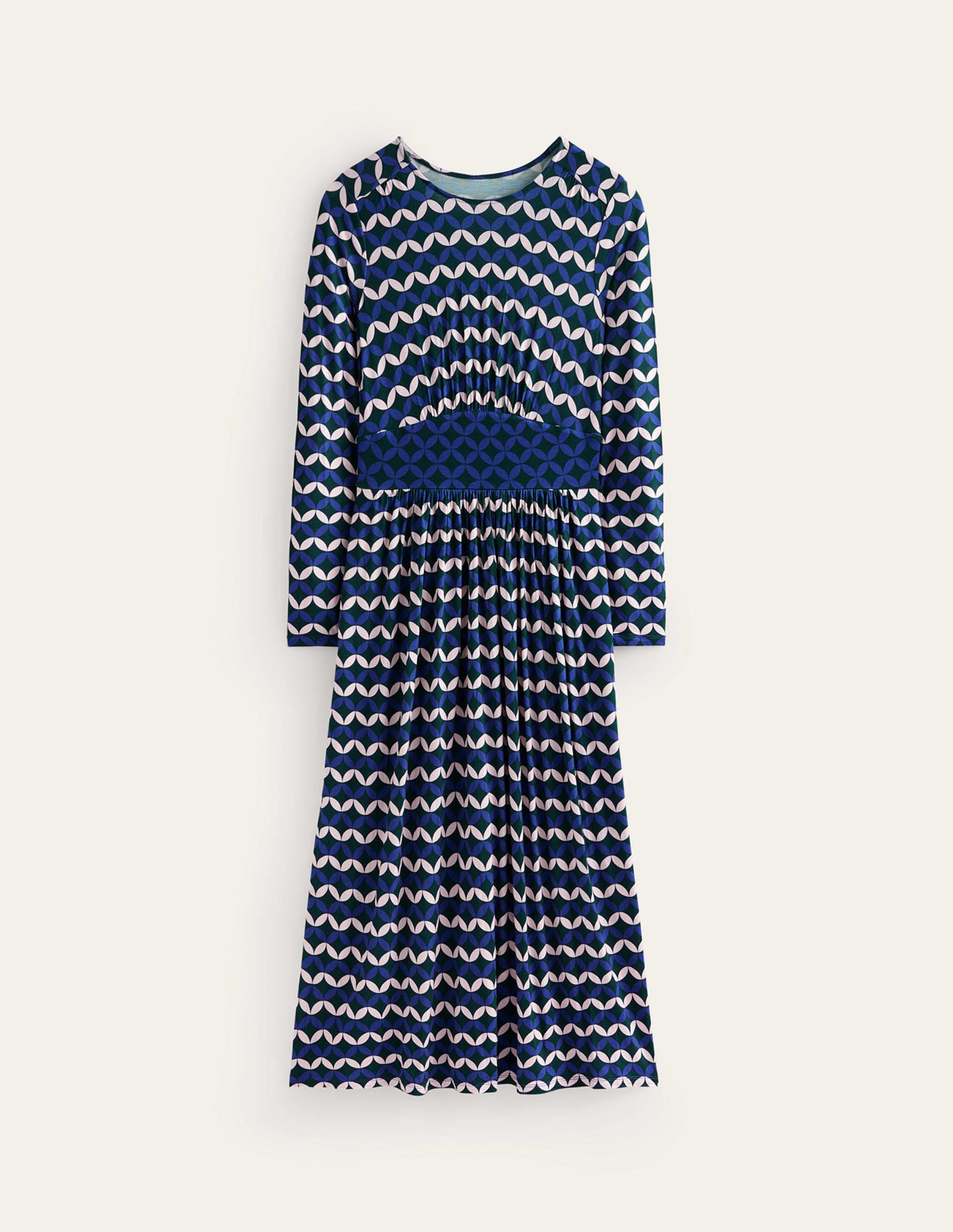 Thea Jersey-Midikleid mit langen Ärmeln-Surf the Web, Abgestufte Diamanten - Image 6