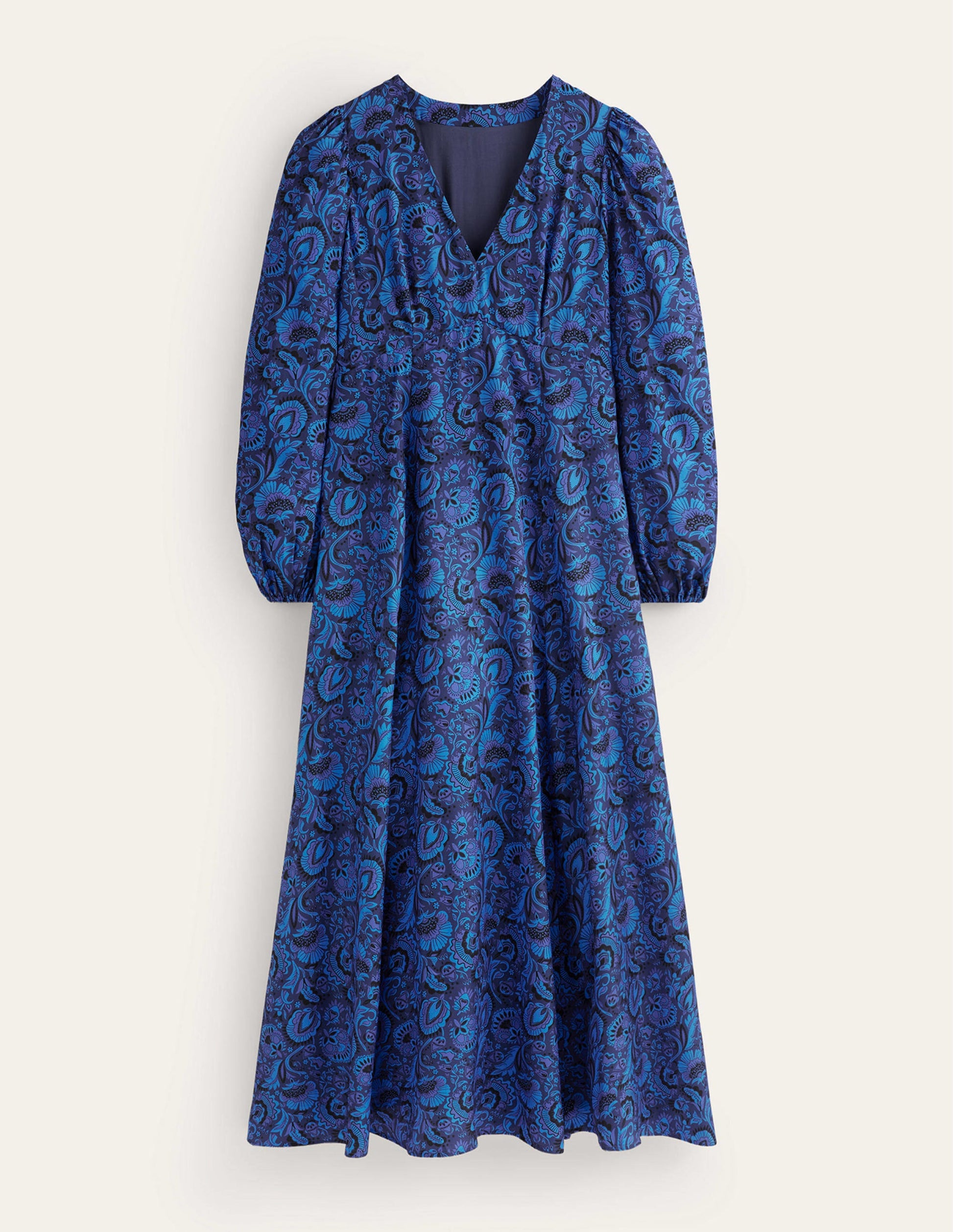 Maxi-Teekleid mit Blousonärmeln-Helles Kobaltblau, Florist-5