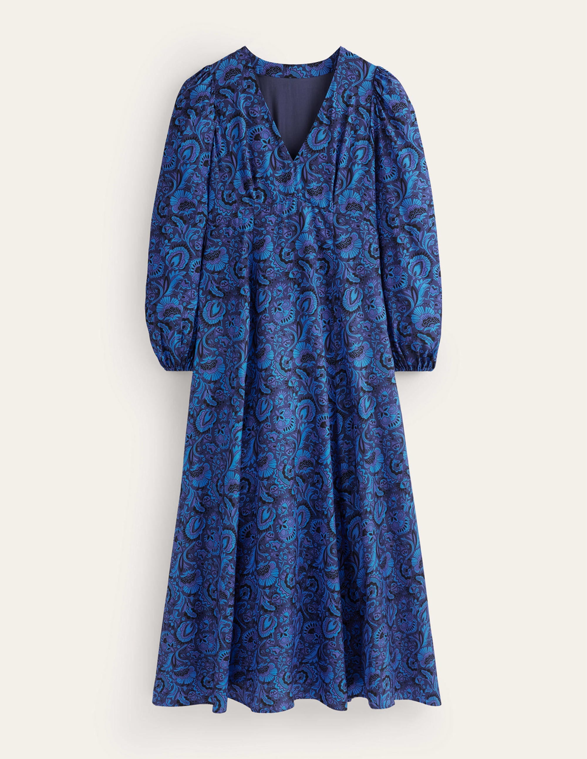 Maxi-Teekleid mit Blousonärmeln-Helles Kobaltblau, Florist - Image 5
