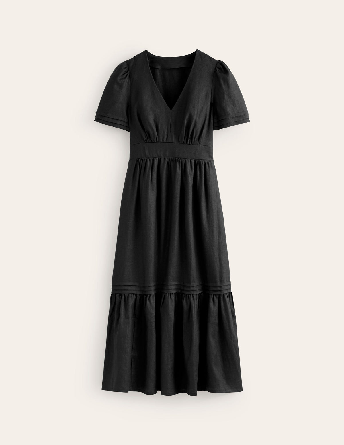 Eve Midikleid aus Leinen-Schwarz-5