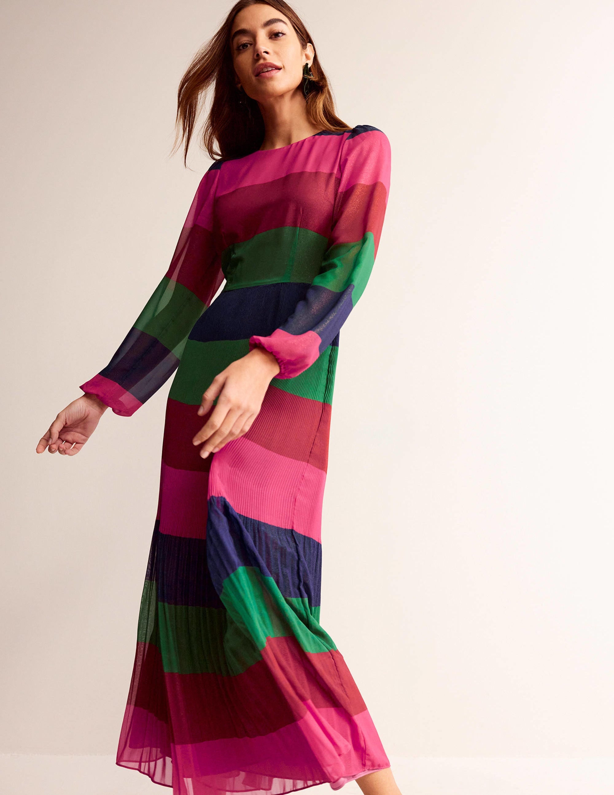 Maxikleid in Blockfarben-Bunt Gestreift - Image 1