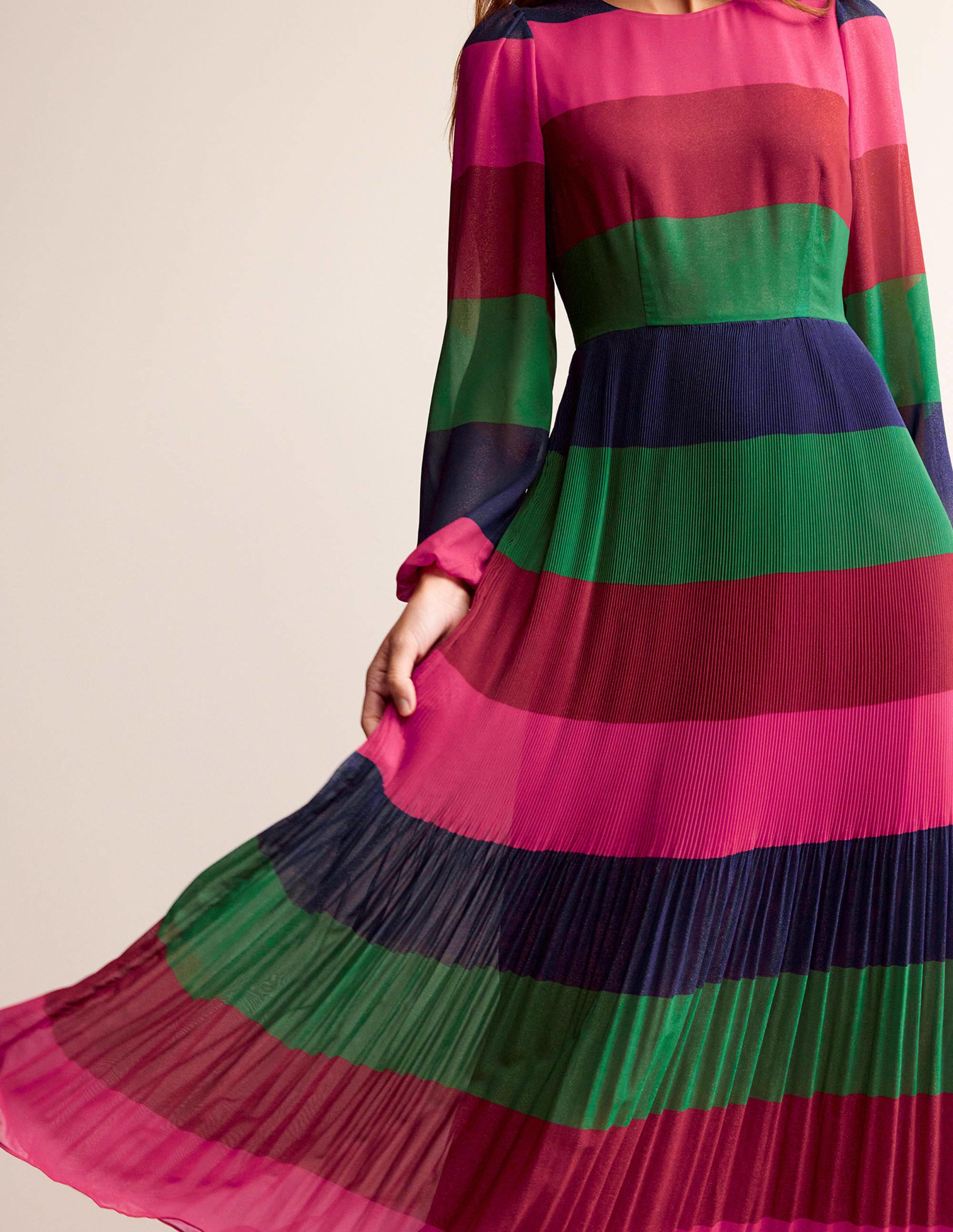 Maxikleid in Blockfarben-Bunt Gestreift - Image 2