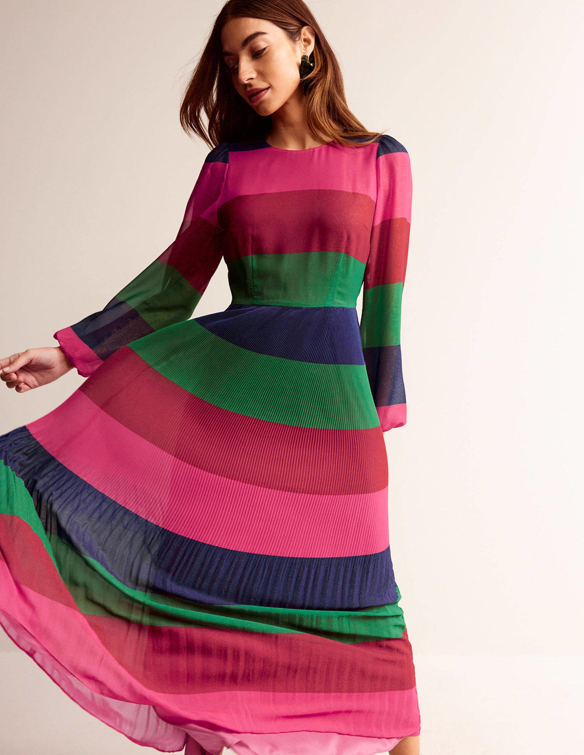 Maxikleid in Blockfarben-Bunt Gestreift - Image 4