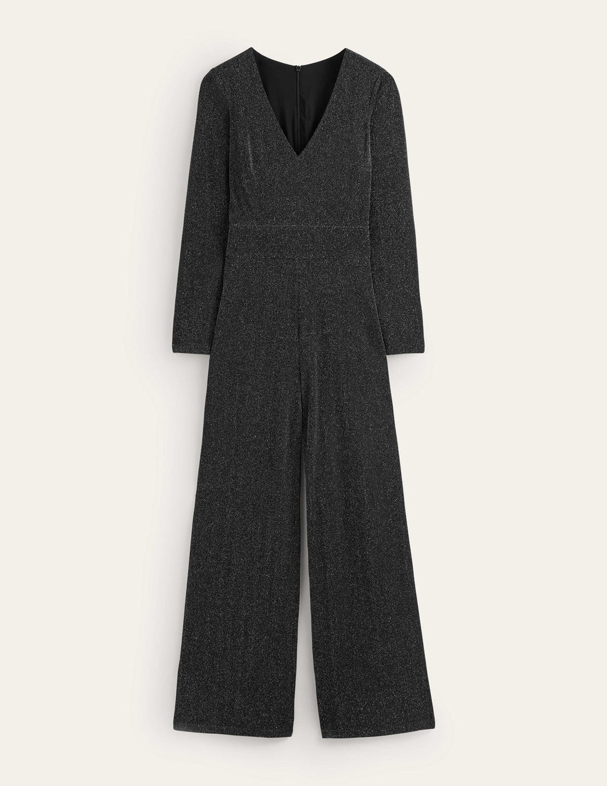 Metallic-Jumpsuit mit tiefem Ausschnitt-Schwarz-6