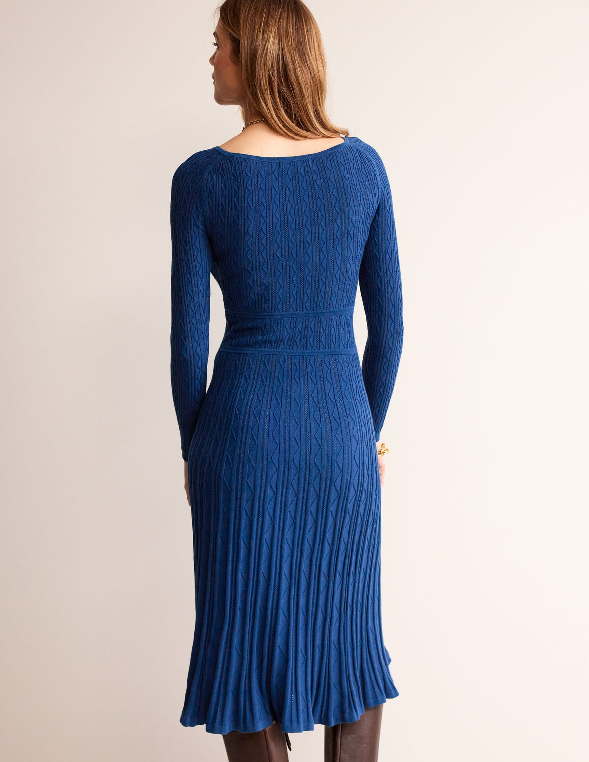Imogen Empire-Strickkleid-Marineblau Pfingstrose-3