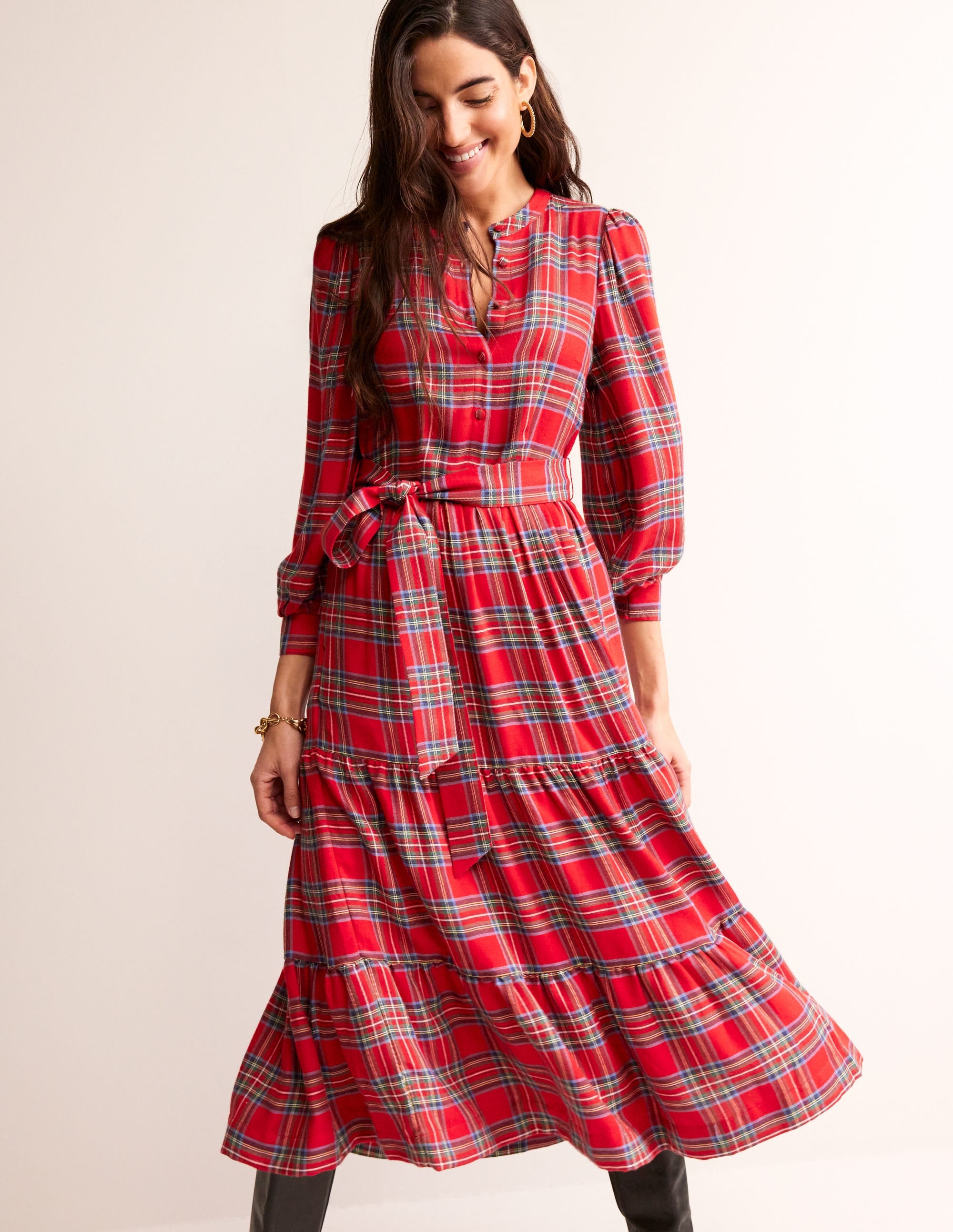 Robe longue en tissu écossais-Carreaux - Image 1