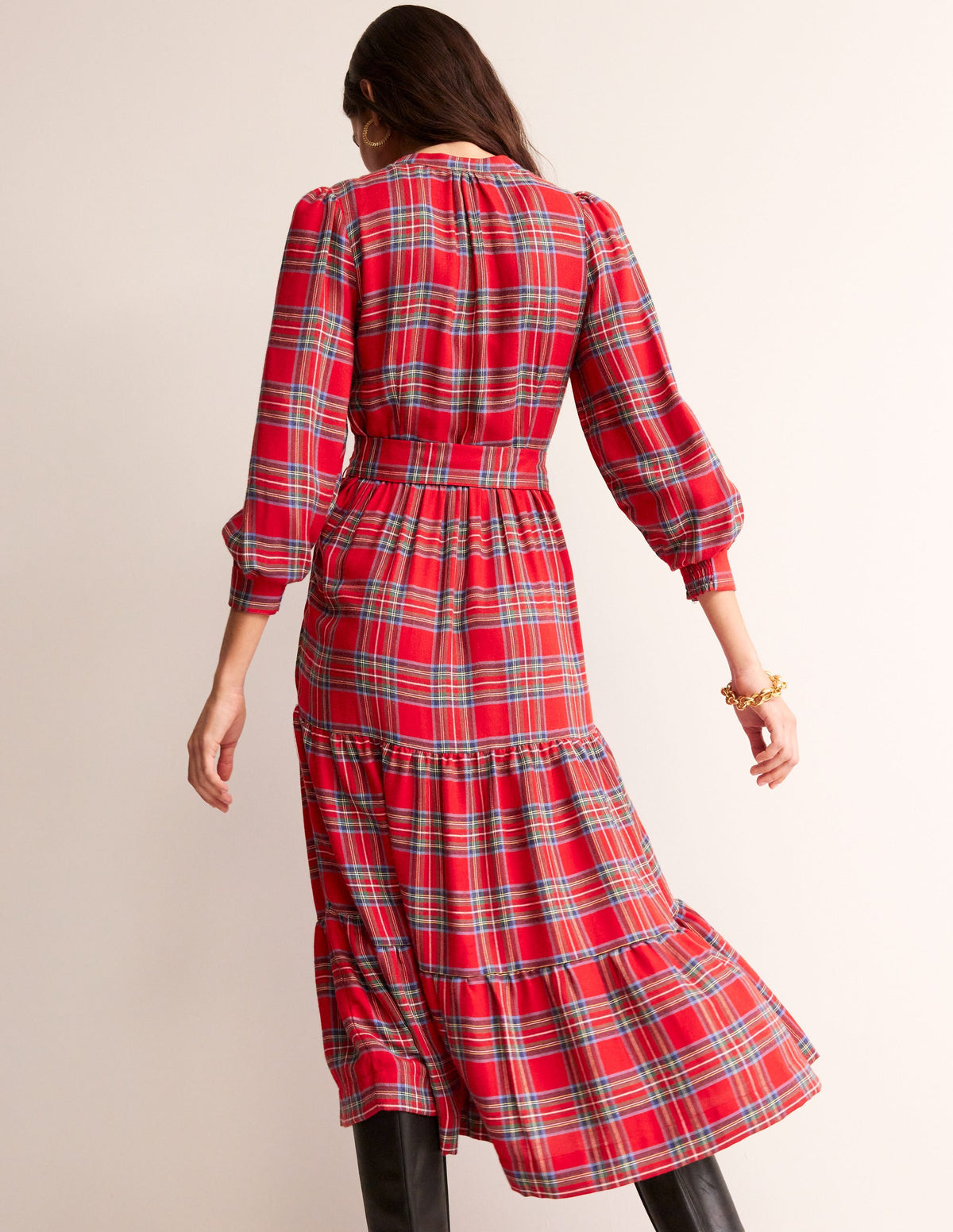 Robe longue en tissu écossais-Carreaux-3