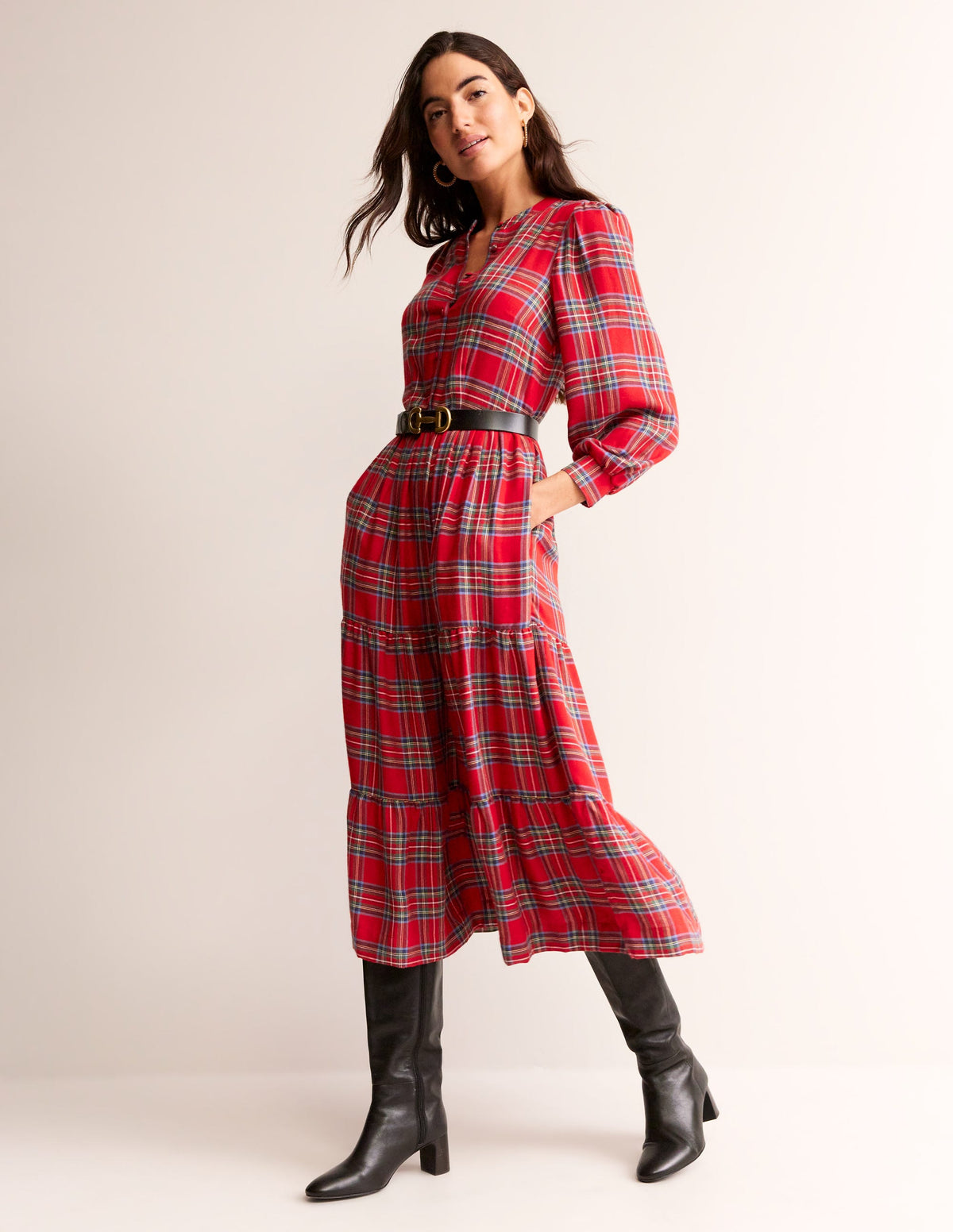 Robe longue en tissu écossais-Carreaux - Image 4