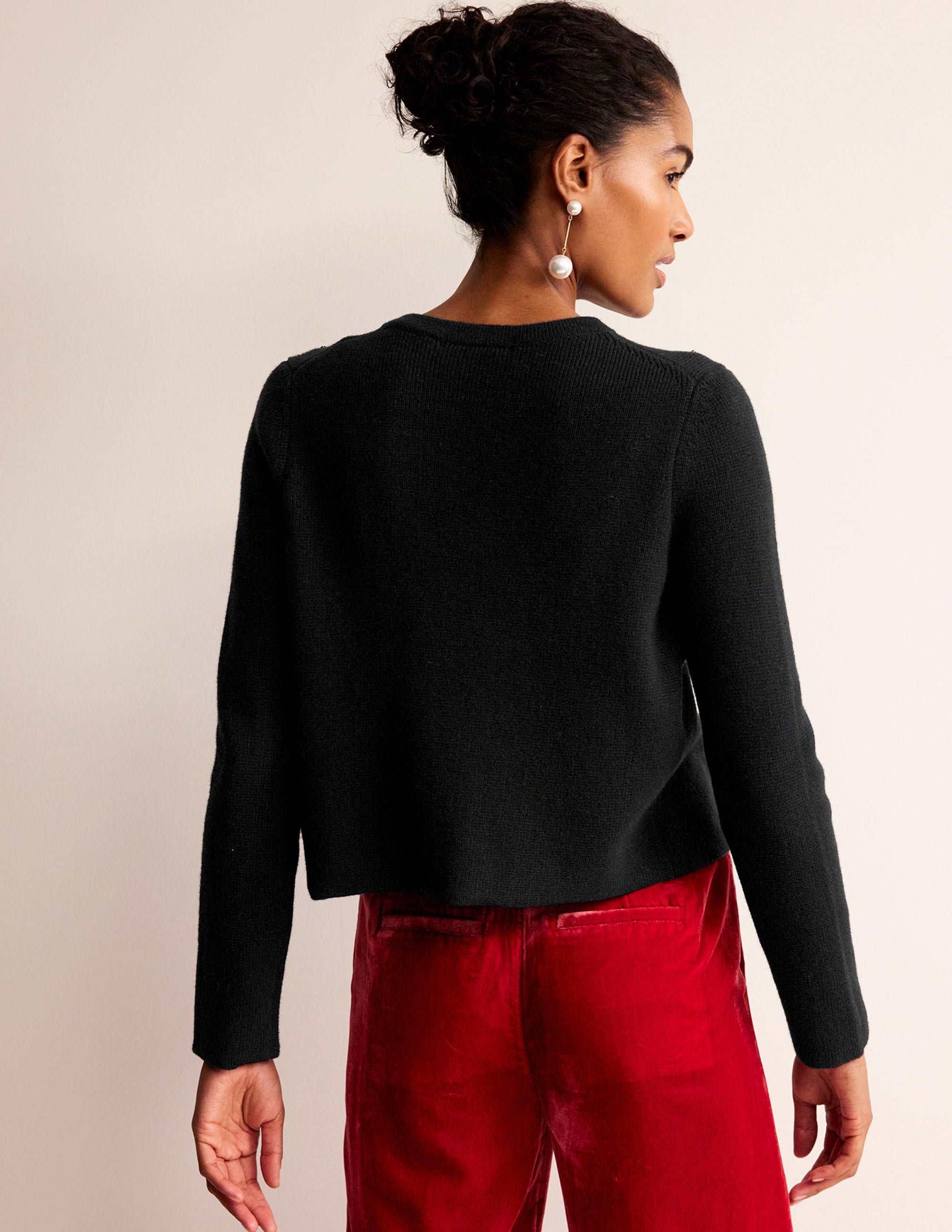 Verzierte Jacke aus Strick-Schwarz - Image 3
