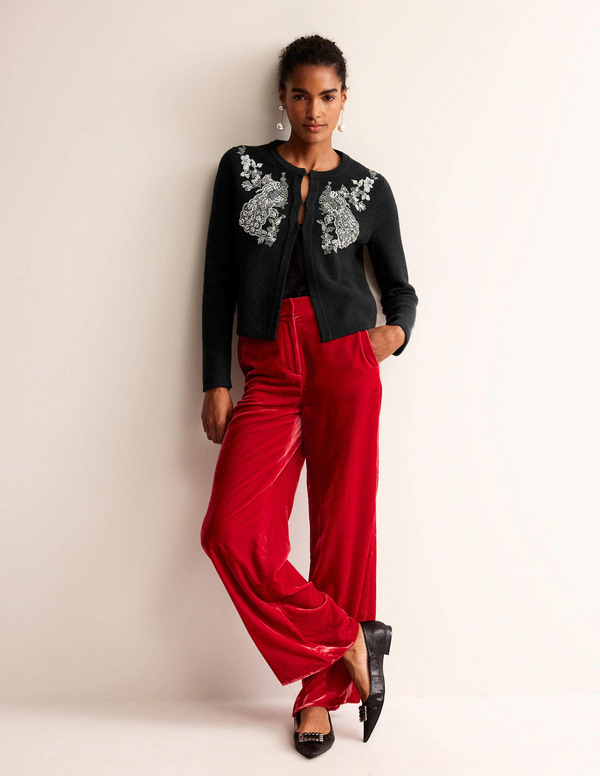 Verzierte Jacke aus Strick-Schwarz - Image 4