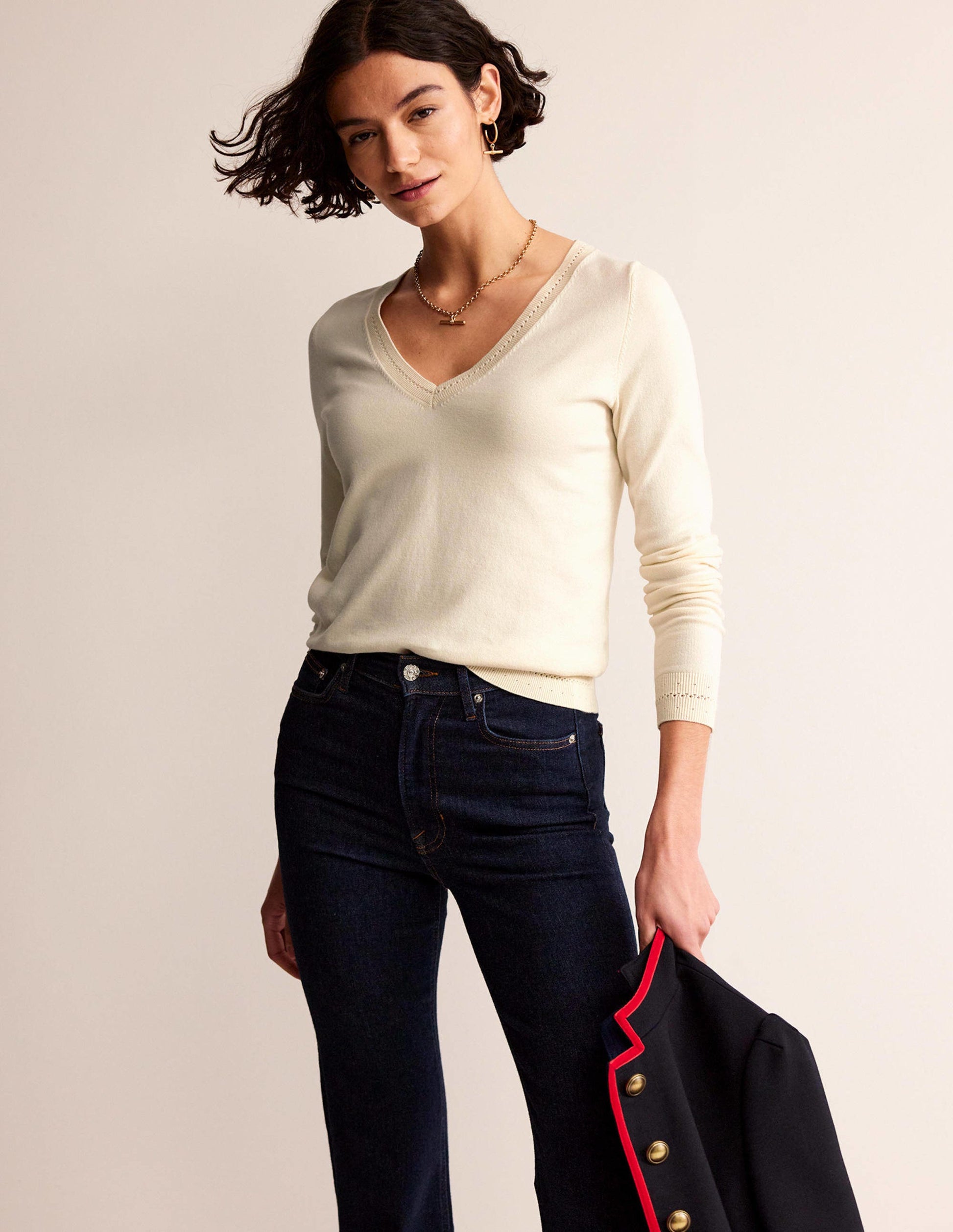 Catriona Pullover aus Baumwolle mit V-Ausschnitt-Black-2