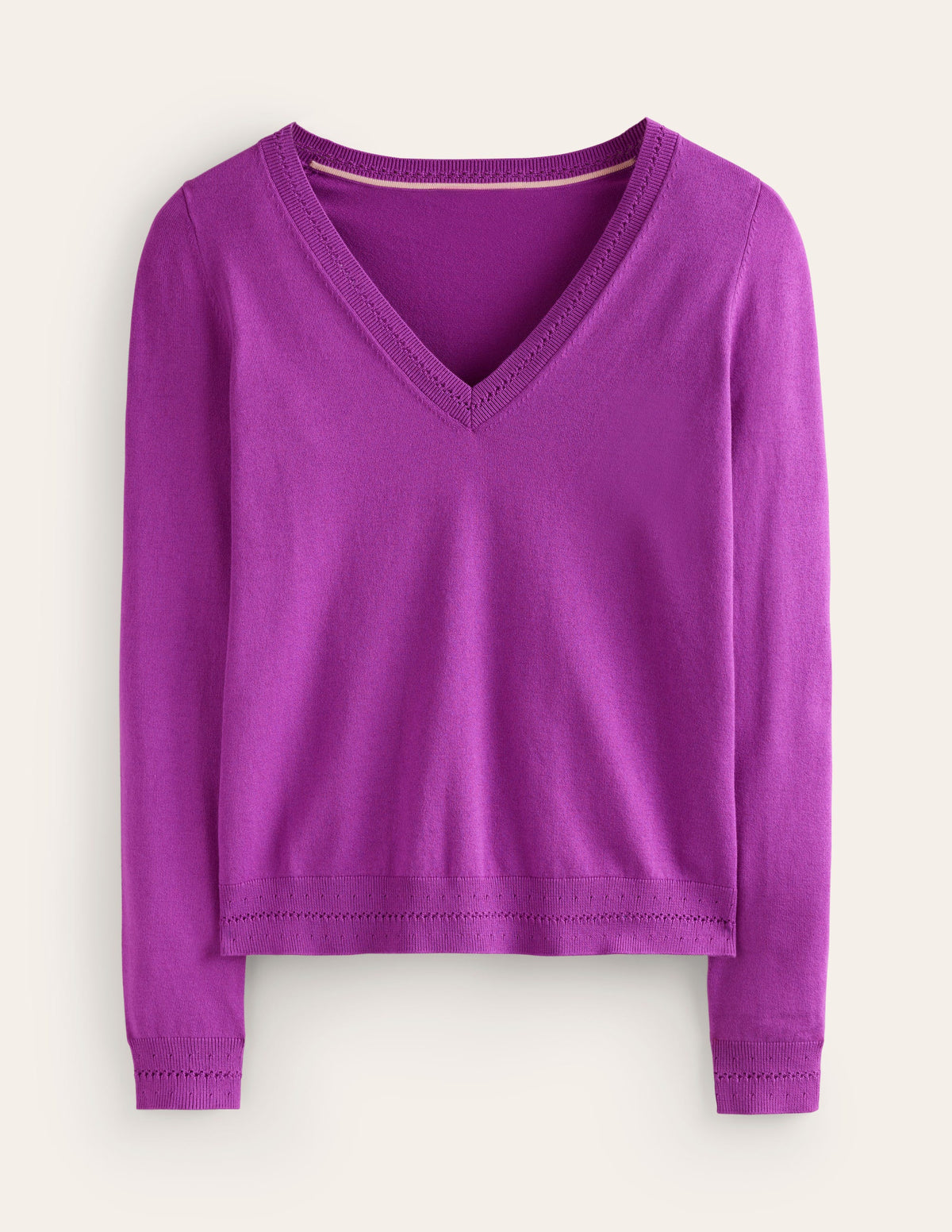 Catriona Pullover aus Baumwolle mit V-Ausschnitt-Edelsteinviolett - Image 6