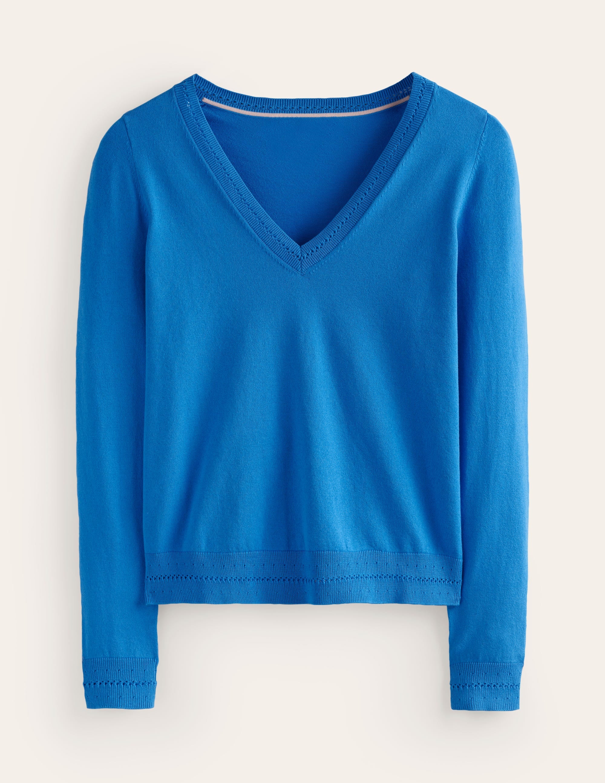 Catriona Pullover aus Baumwolle mit V-Ausschnitt-Leuchtendes Blau - Image 5