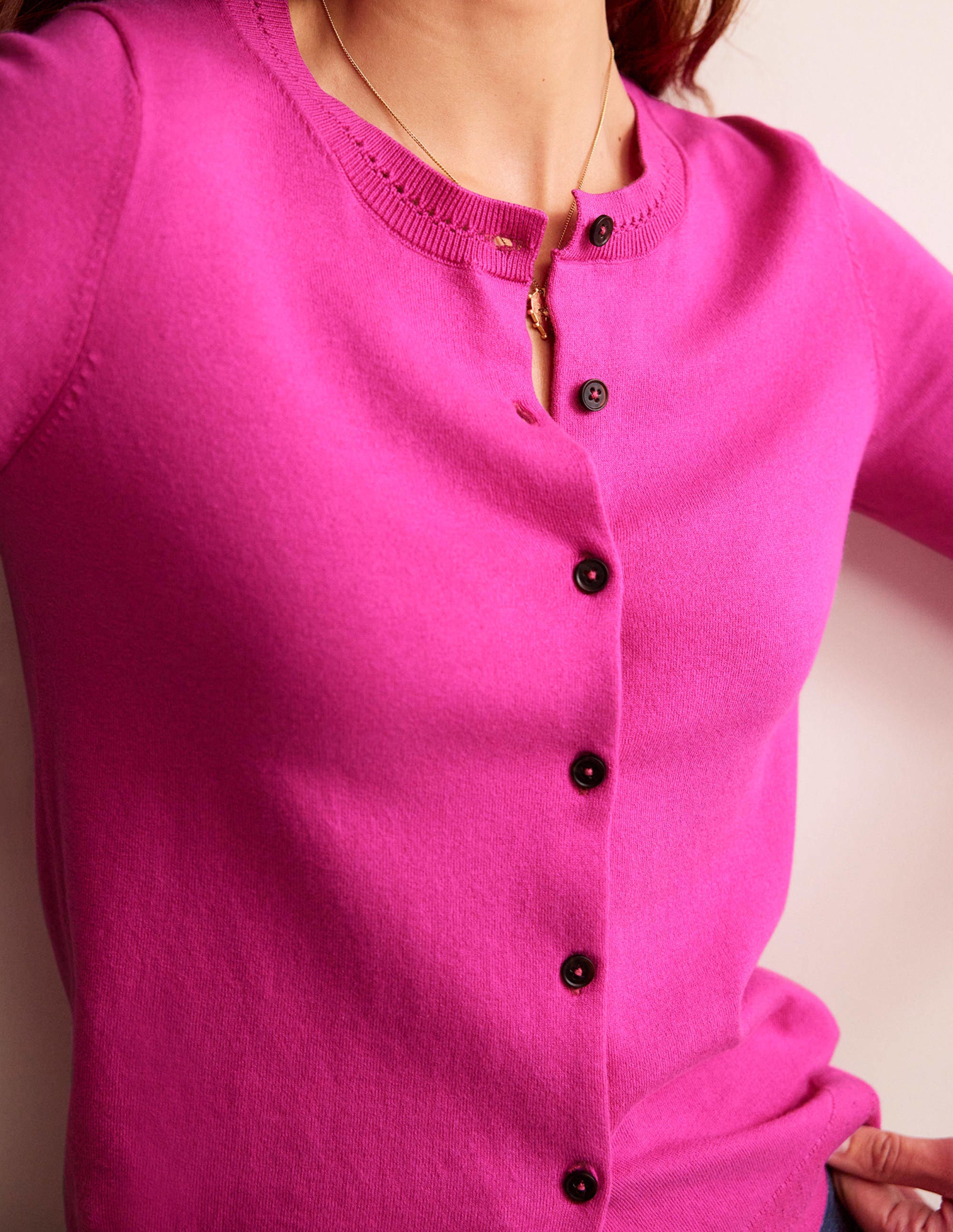 Cardigan Catriona en coton-Rose violette - Image 2