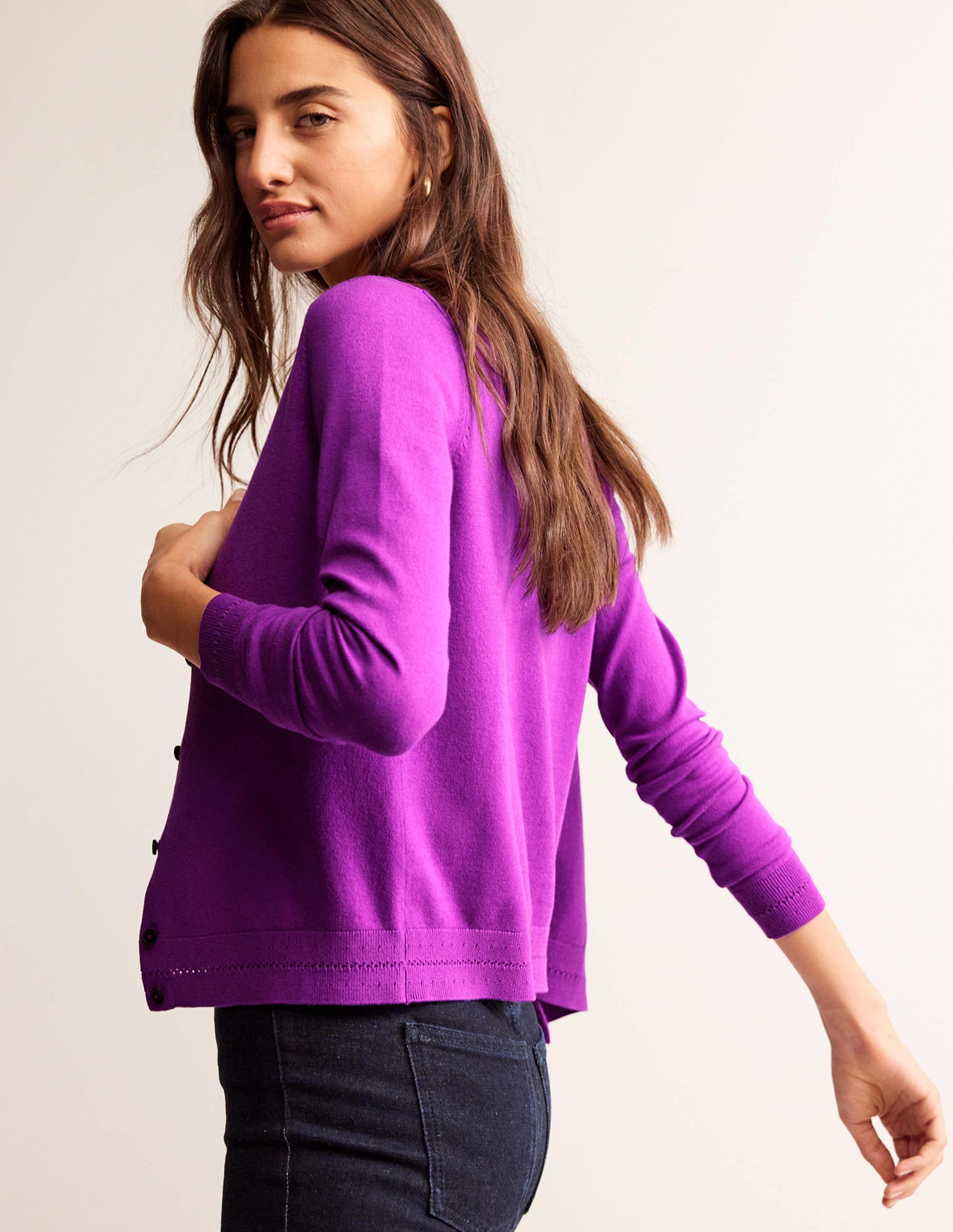 Catriona Cardigan aus Baumwolle-Edelsteinviolett - Image 3