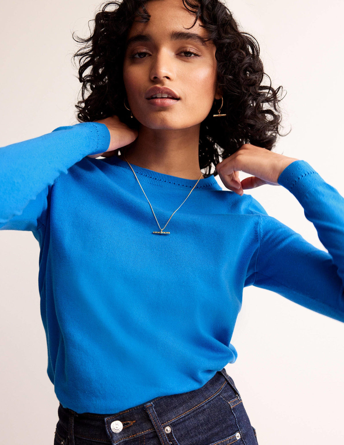 Catriona Pullover aus Baumwolle mit Rundhalsausschnitt-Leuchtendes Blau - Image 2