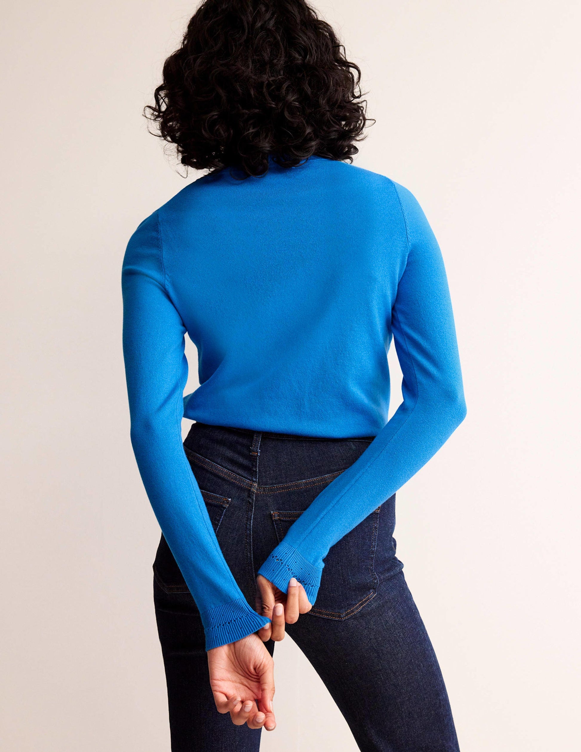 Catriona Pullover aus Baumwolle mit Rundhalsausschnitt-Leuchtendes Blau-4