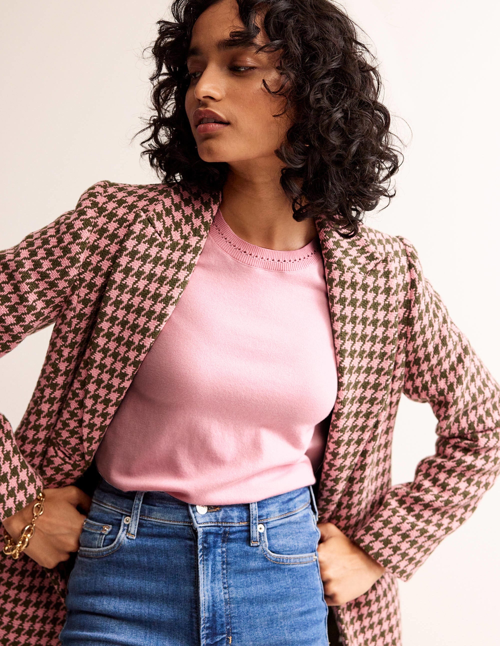 Pull Catriona col rond en coton-Orchideenrosa - Image 1