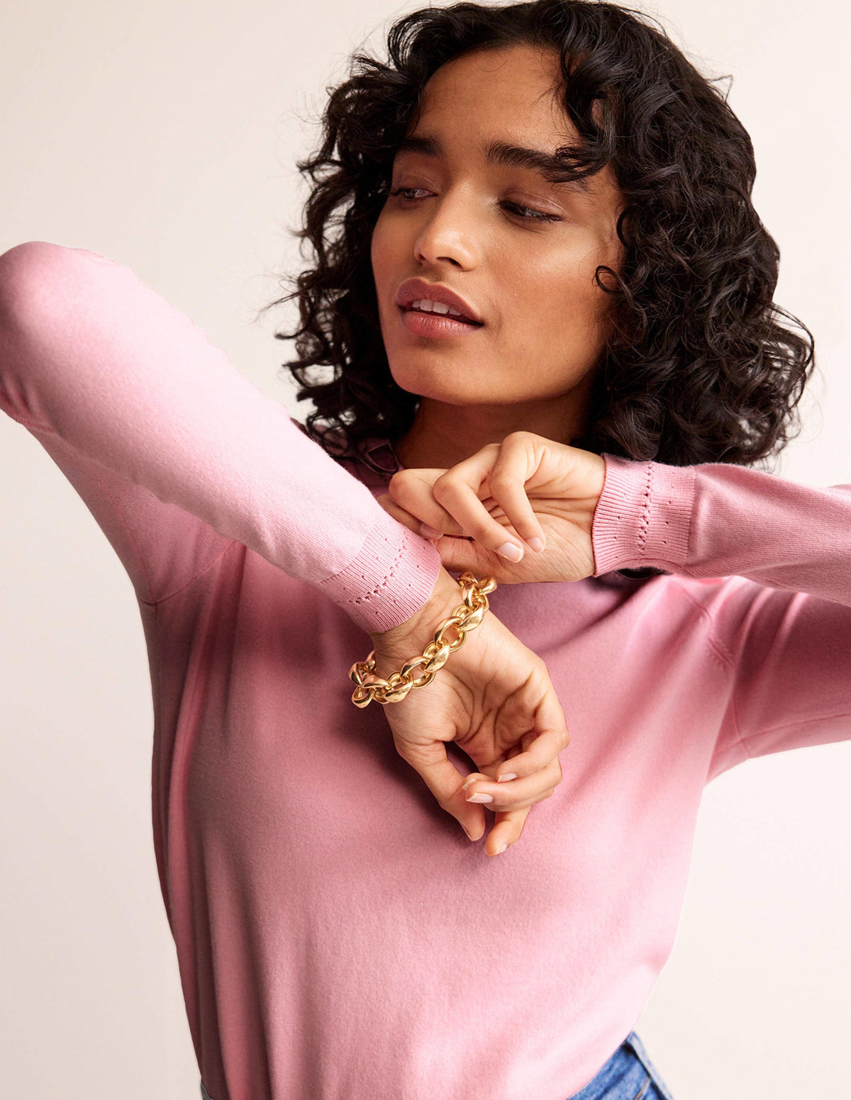 Pull Catriona col rond en coton-Orchideenrosa-3