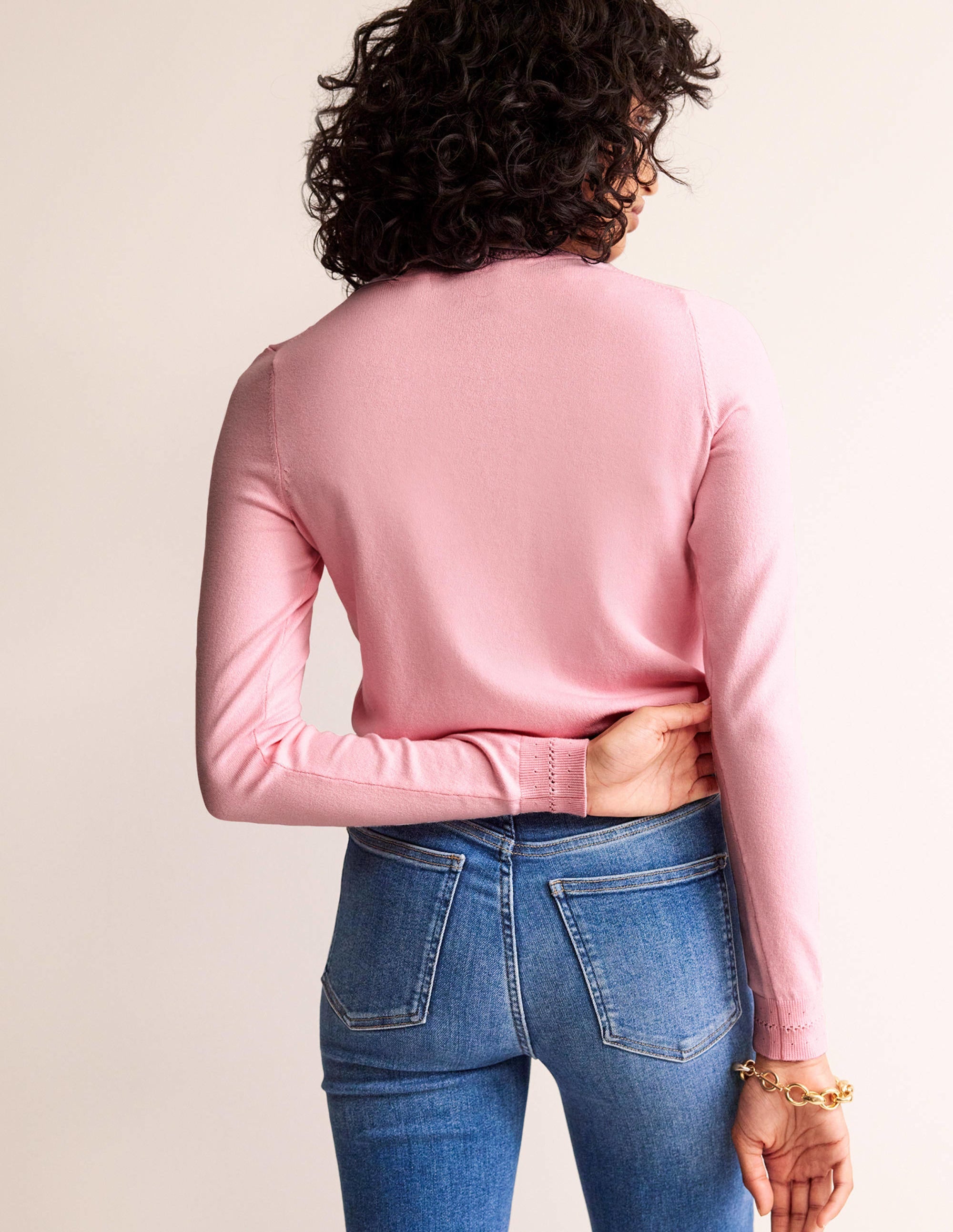 Pull Catriona col rond en coton-Orchideenrosa - Image 4