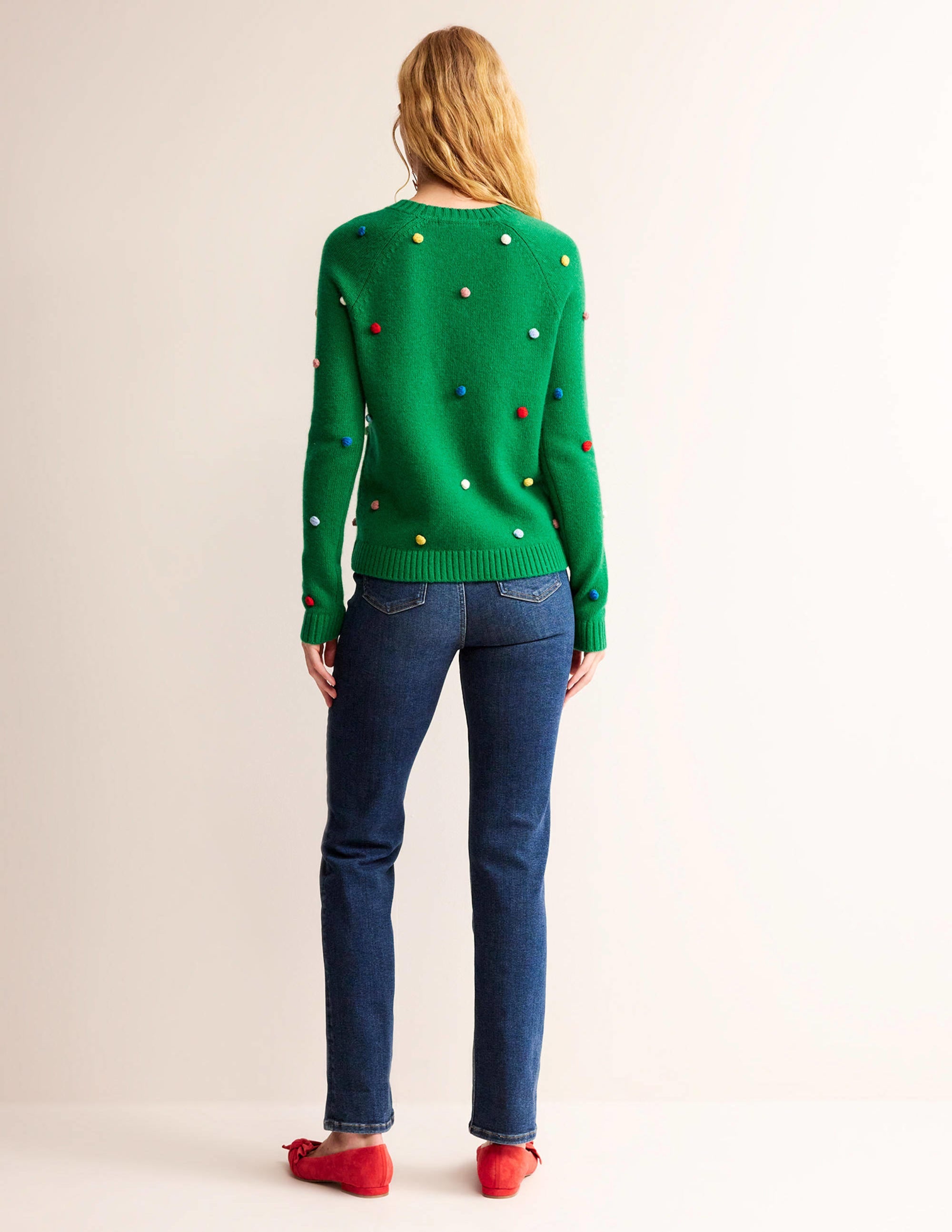 Christmas Pompom Jumper-Veridian Green - Image 6
