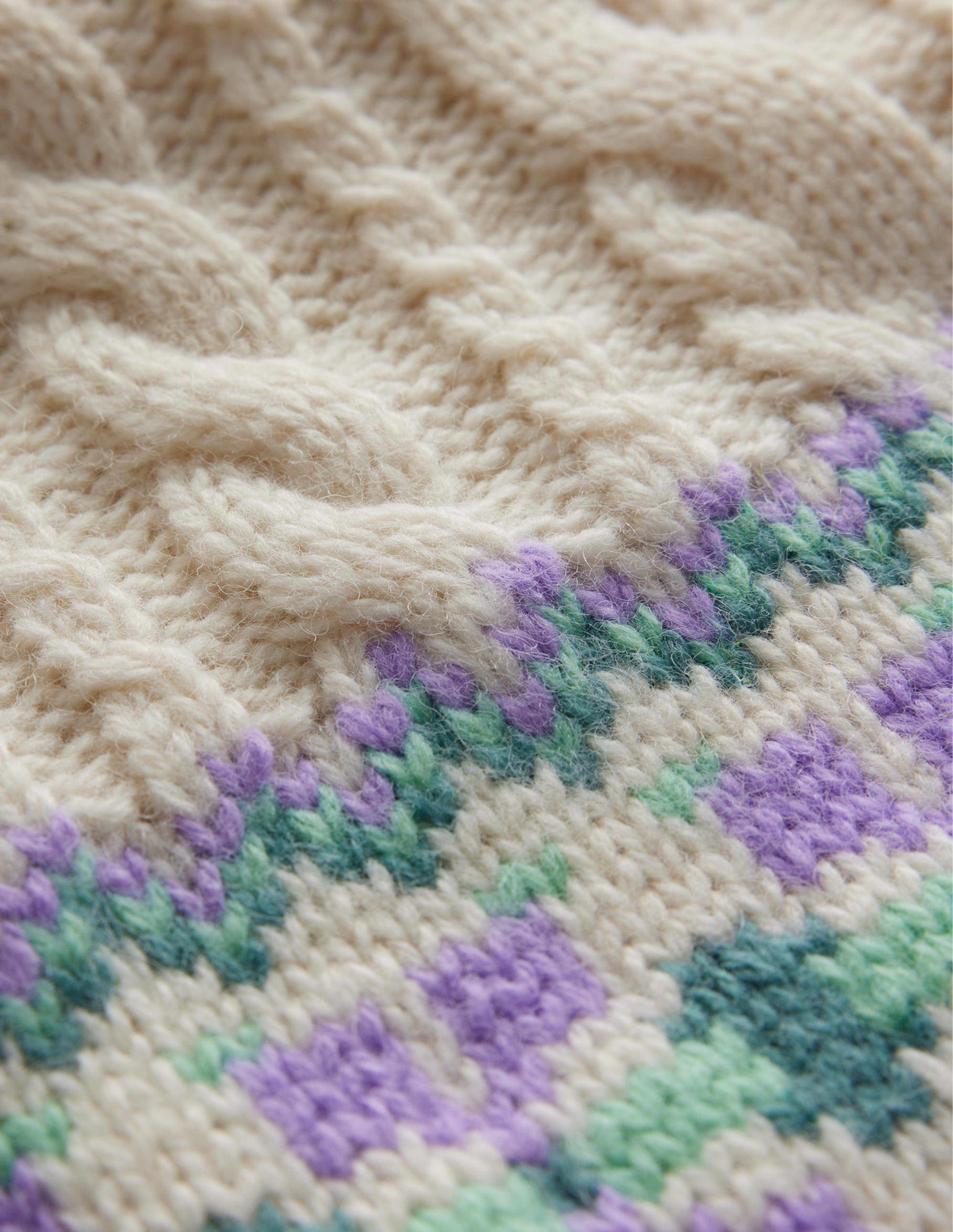 Pull en maille torsadée à motif jacquard-Ivoire chaud-7