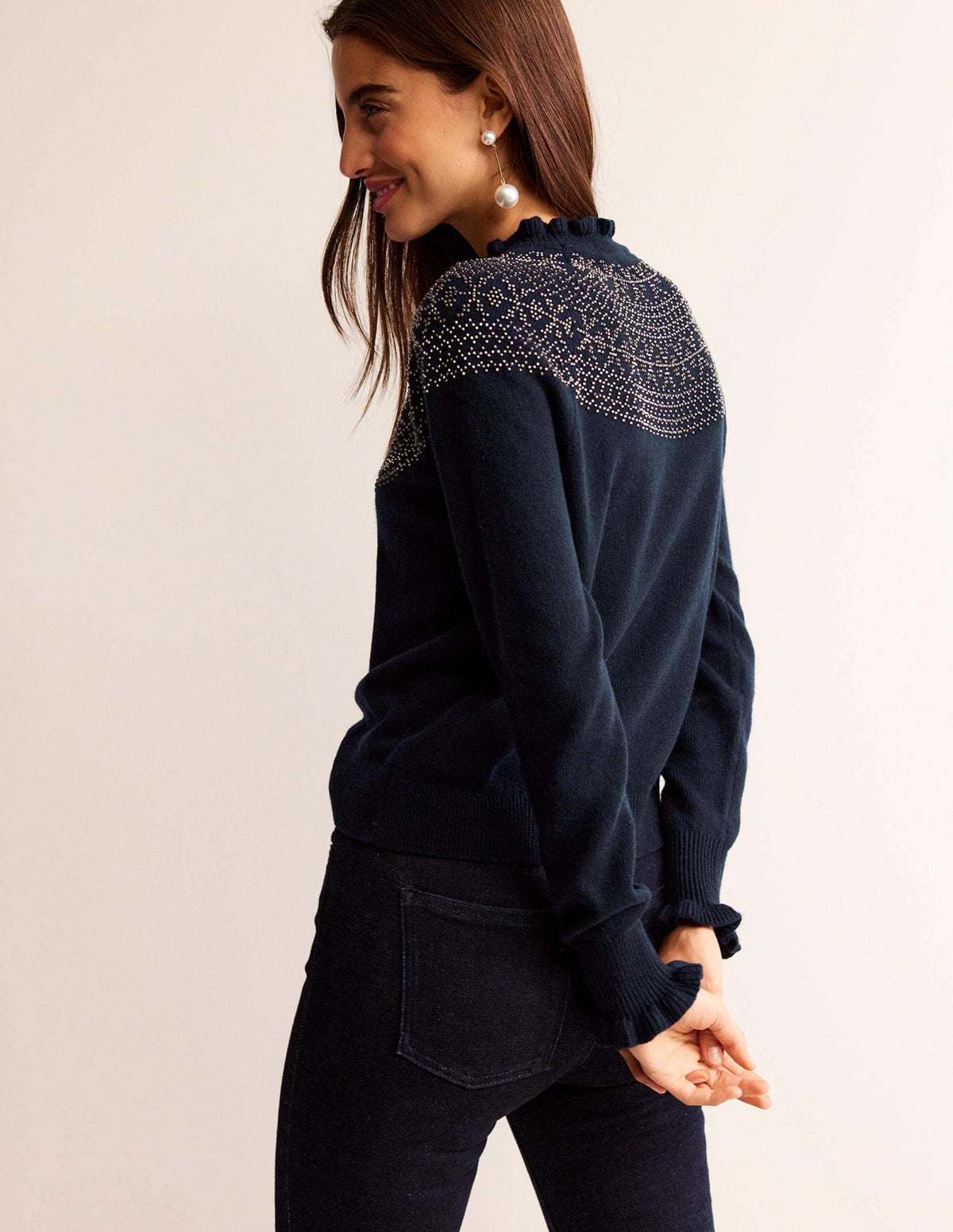 Verzierter Pullover mit Passe-Marineblau - Image 3