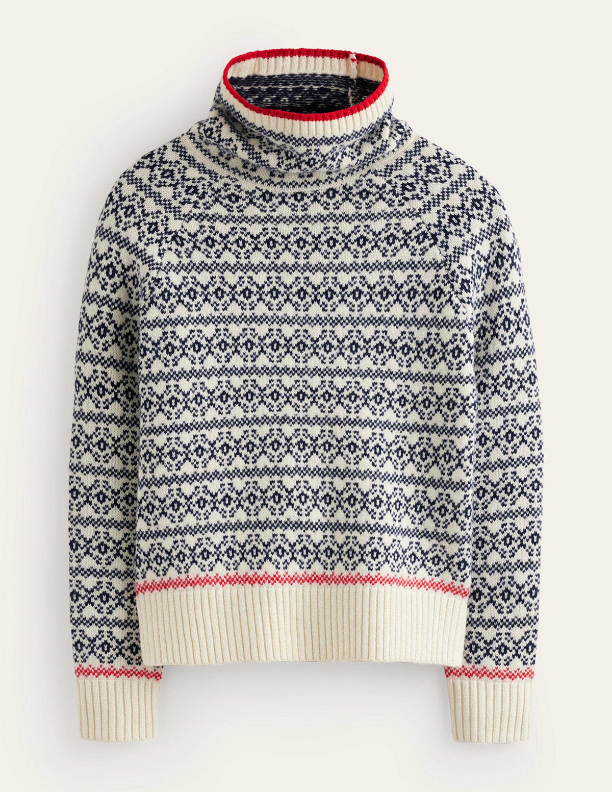 Breiter Fair-Isle-Pullover-Marineblau und warmes Naturweiß Fair-Isle - Image 6