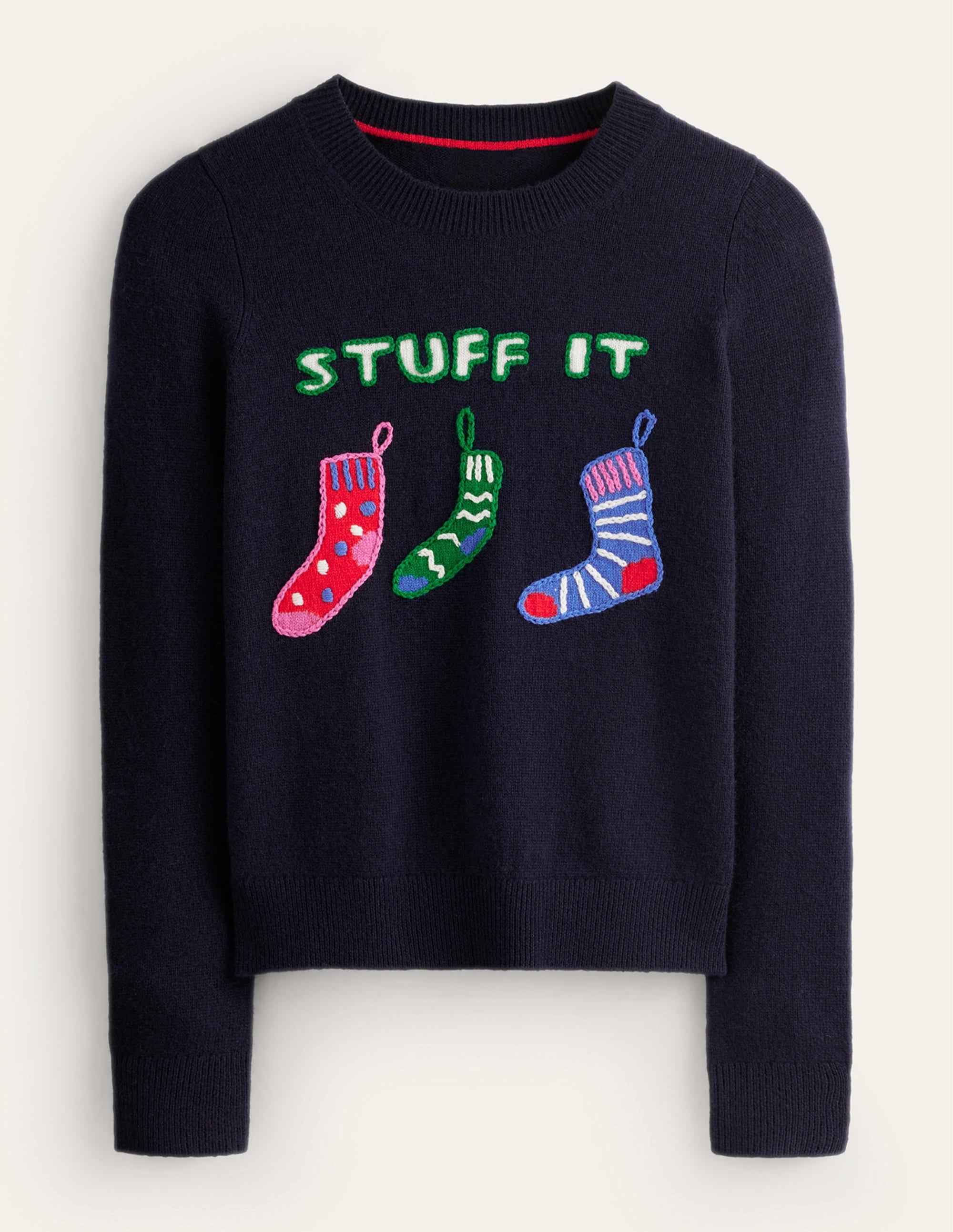 Festlicher Pullover mit Stickerei-Marineblau, Stuff It - Image 5