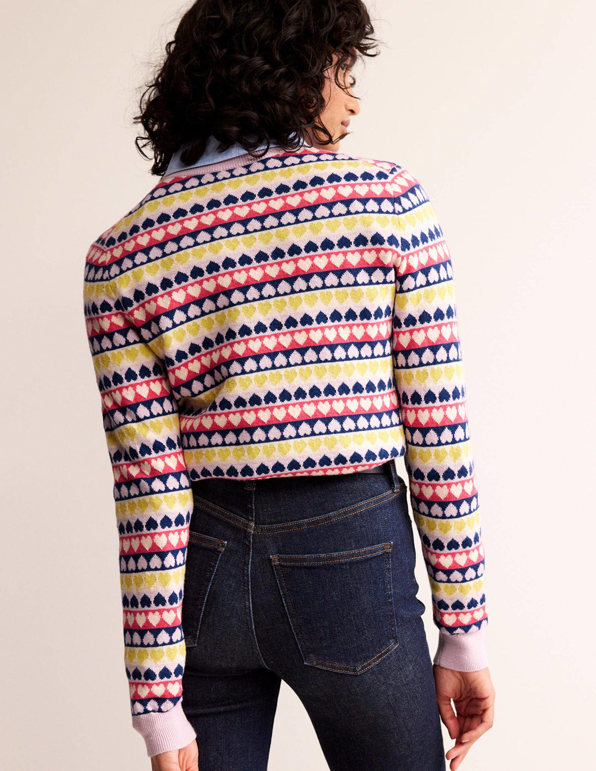 Pull Isabel à motif jacquard cœur-Multi, cœurs géométriques ivoire - Image 3