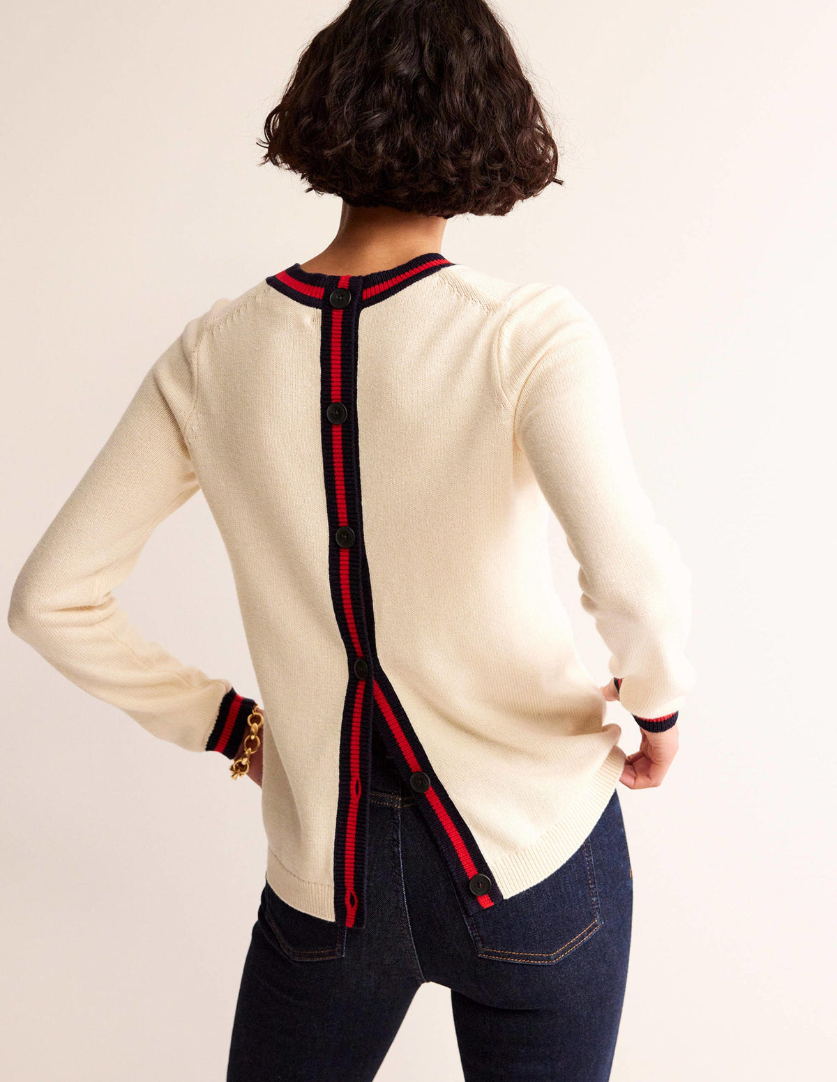Cecily Pullover mit Knöpfen am Rücken-Warmes Naturweiß, Markenstreifen - Image 4