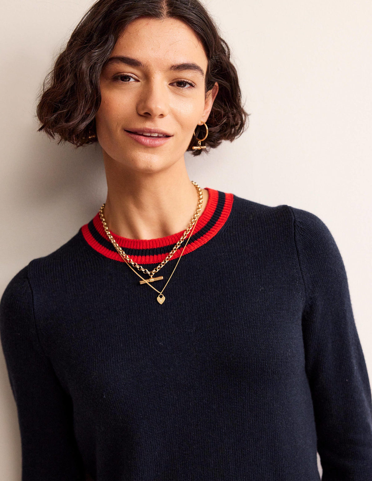 Cecily Pullover mit Knöpfen am Rücken-Marineblau, Markenstreifen-4