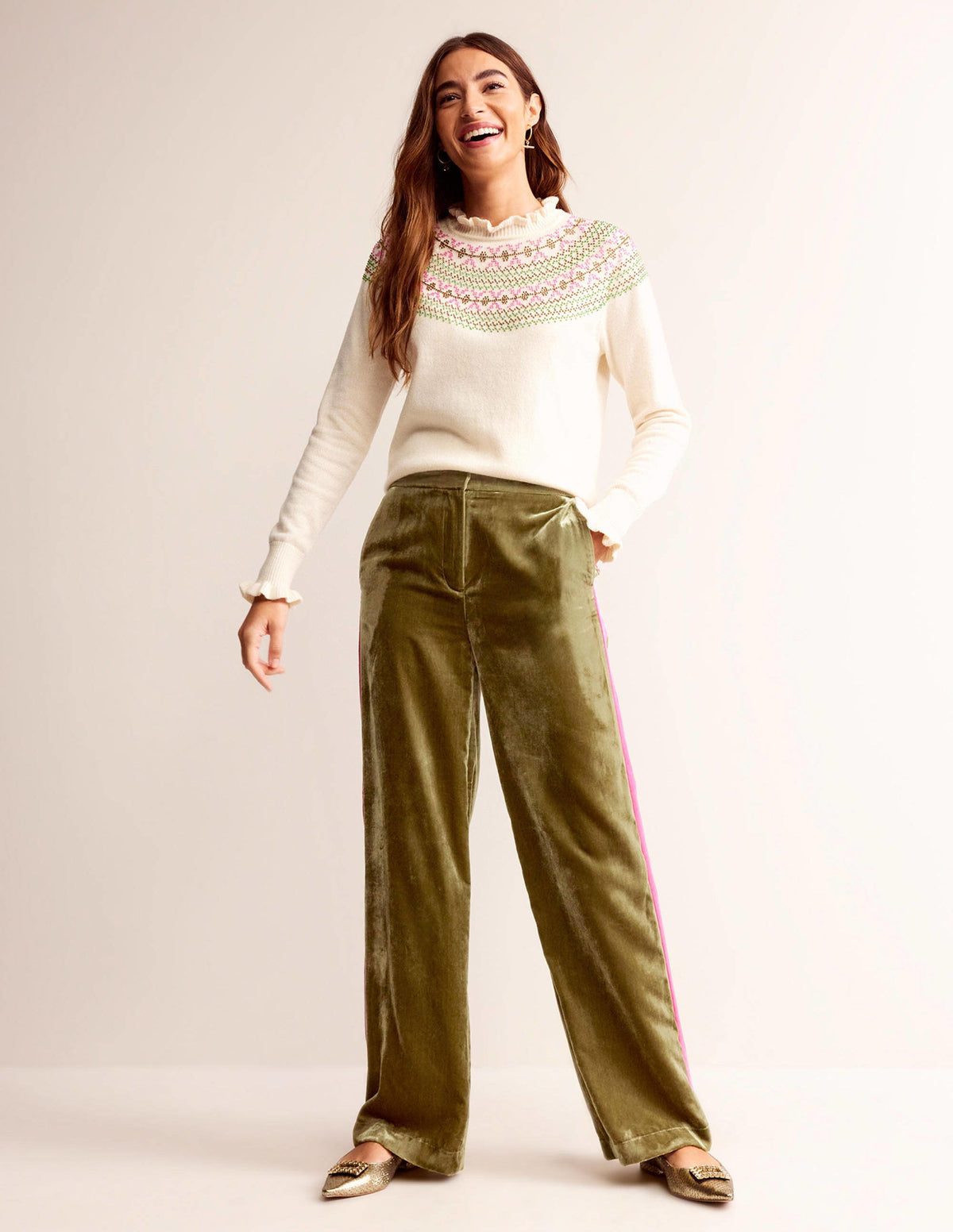 Pantalon Westbourne en velours-Kaki - Image 1