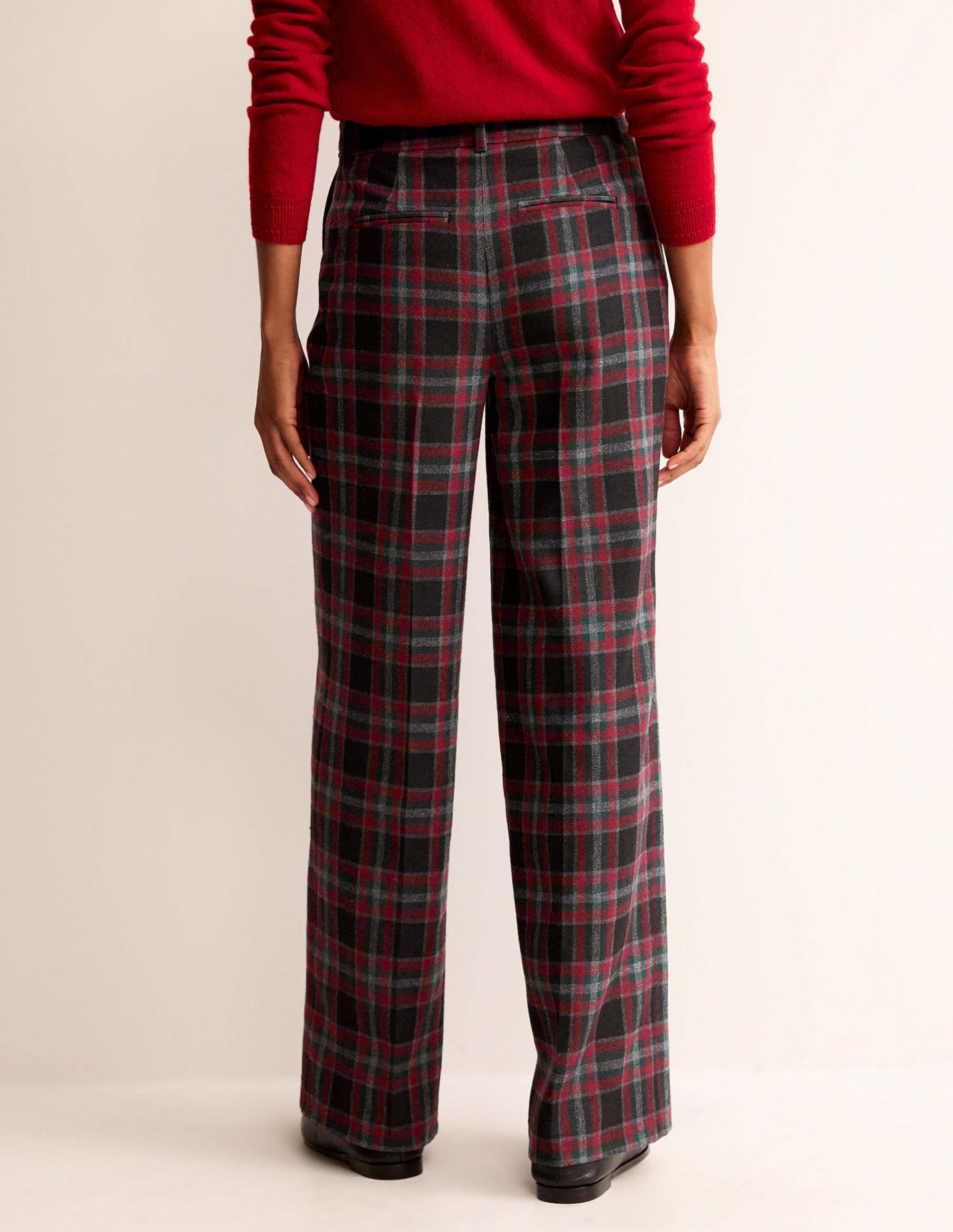 Pantalon Westbourne en laine mélangée-Carreaux vert et marron - Image 3