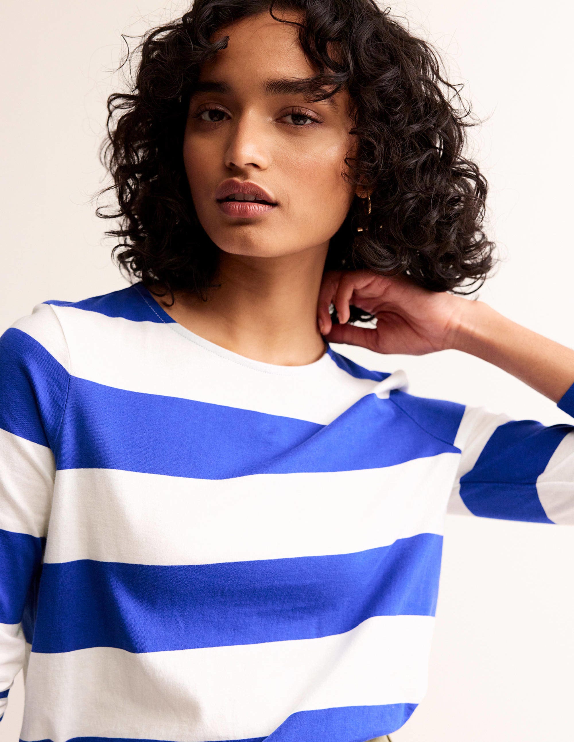 Bea Breton-Shirt mit langen Ärmeln-Blau, Naturweiß Breite Streifen - Image 2
