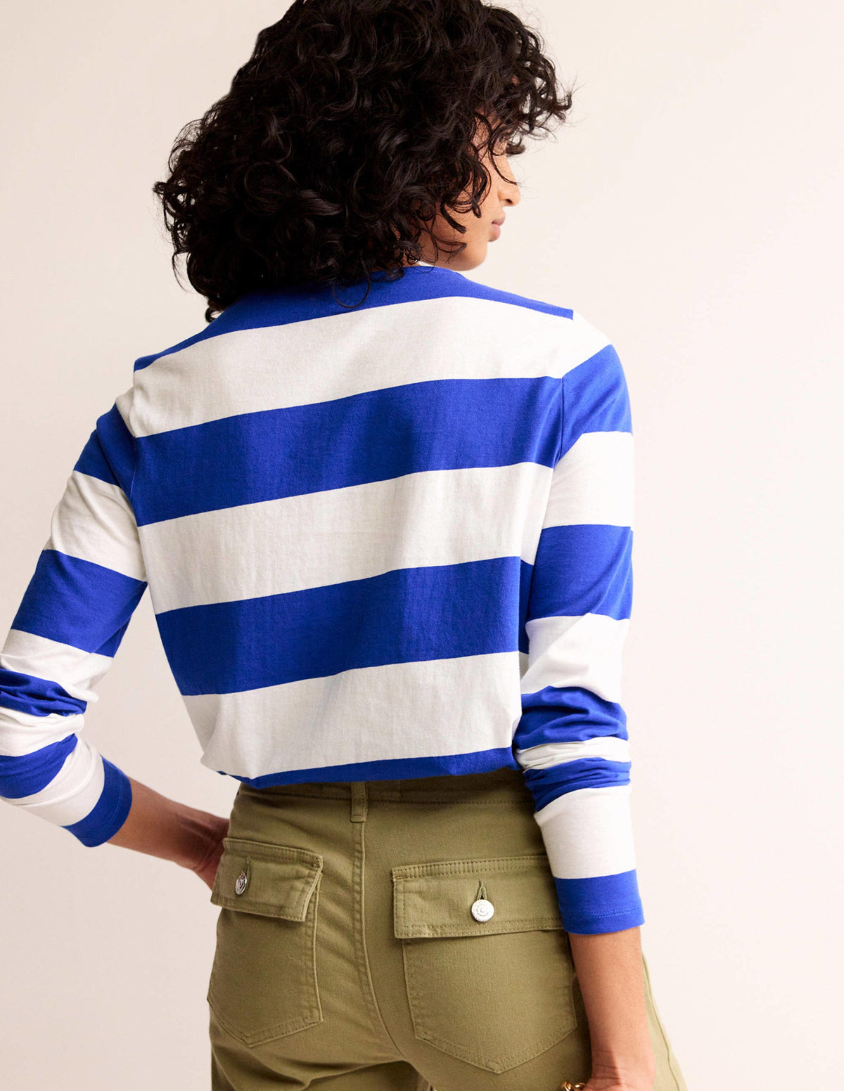 Bea Breton-Shirt mit langen Ärmeln-Blau, Naturweiß Breite Streifen - Image 3